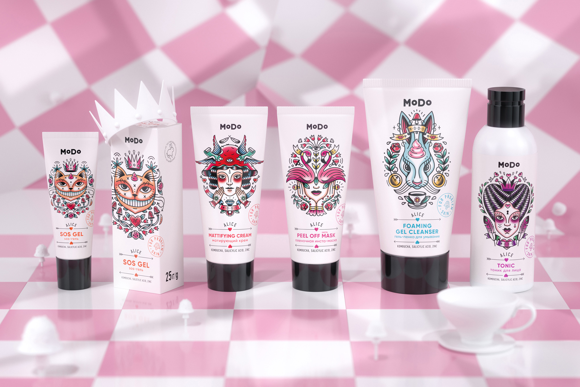 Illustration and Packaging Design for MoDo Alice Сosmetics