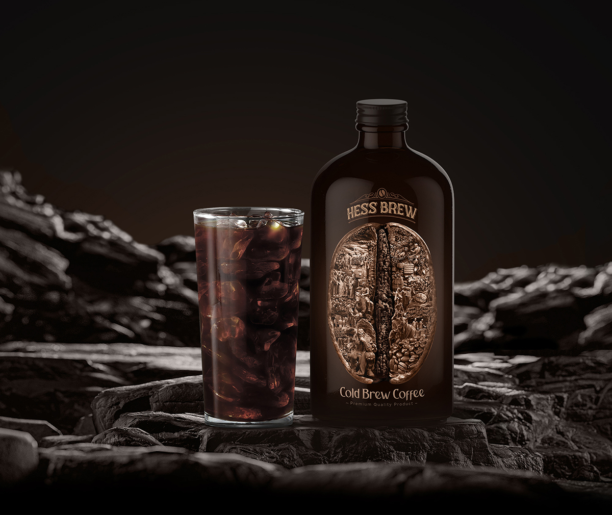 Hess Brew Cold Brew Coffee Packaging Design Designed by Studio Metis