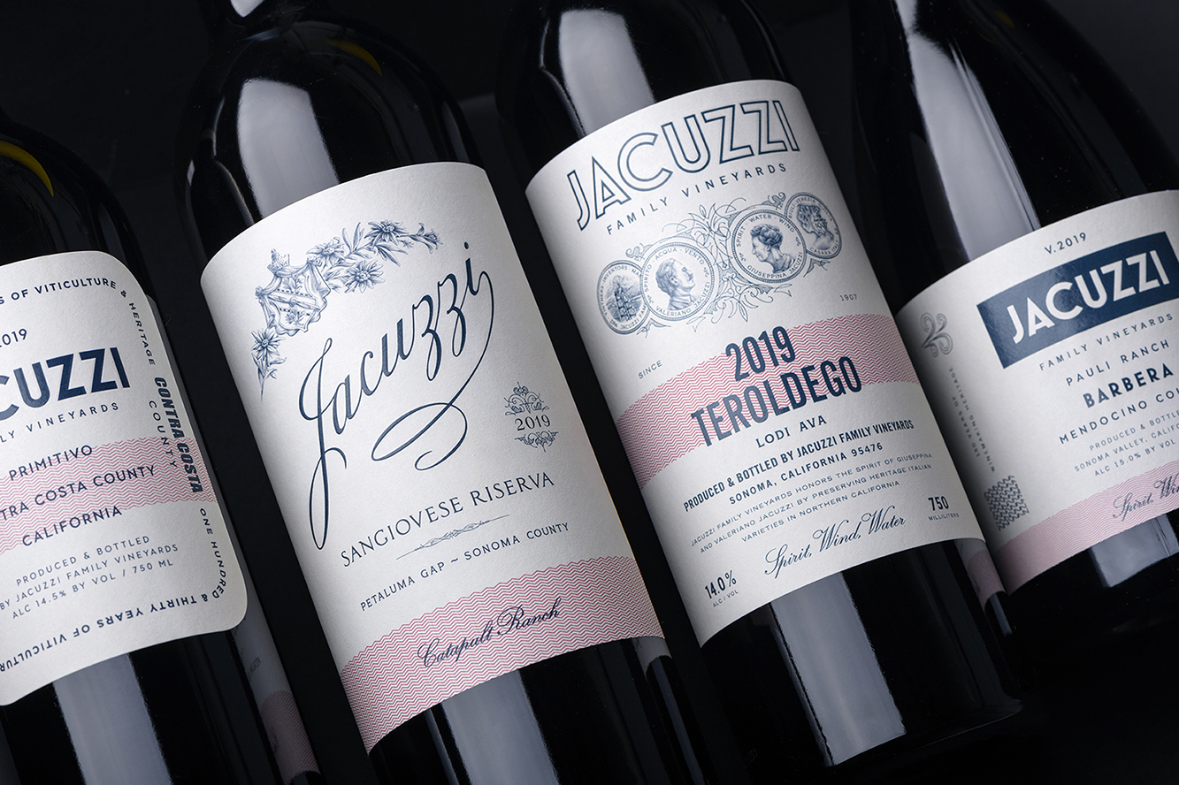 Gatto Design Create Packaging Redesign of Range Wines for Jacuzzi Family Vineyards
