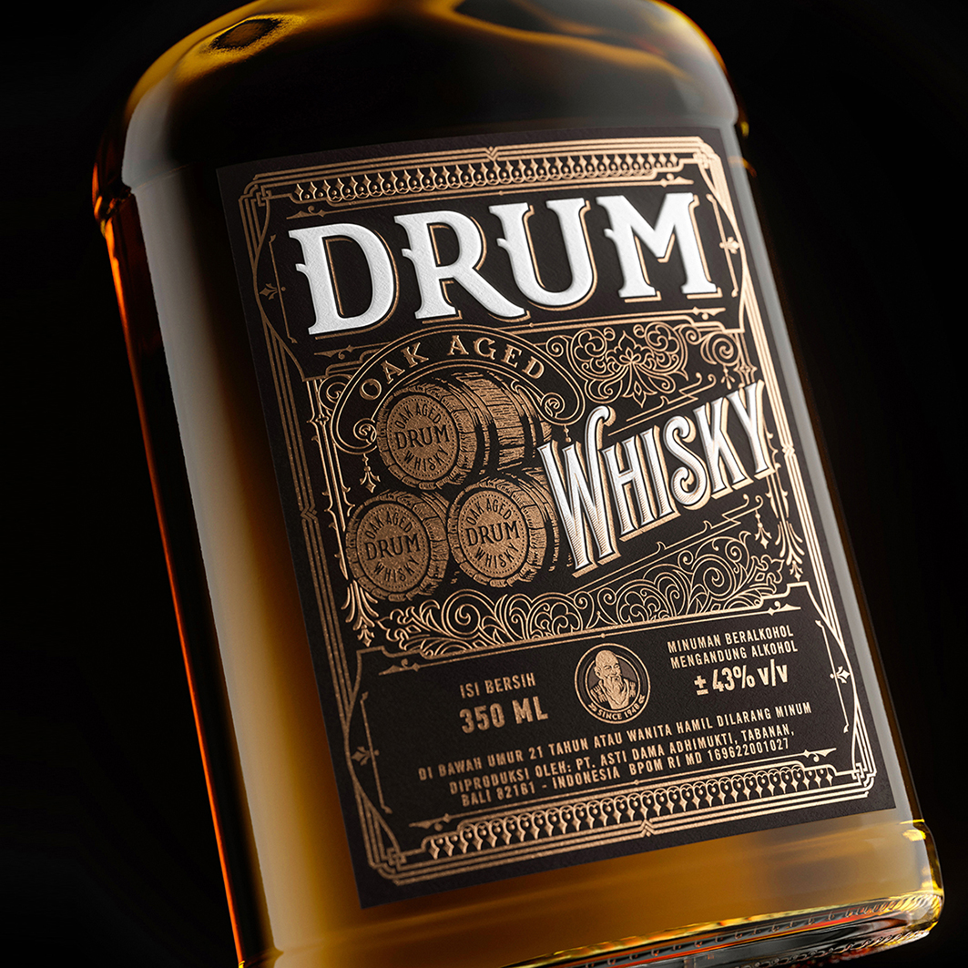 BlackMoon Studio Drum Whisky Packaging Label Design for Bali-Based Astidama  Distillery - World Brand Design Society