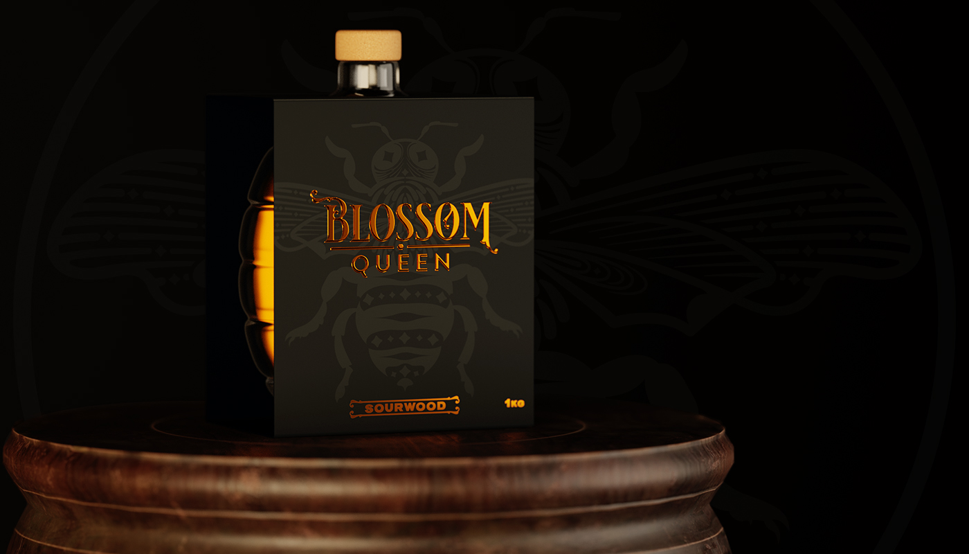 Blossom Queen Honey Packaging Design by Artifex Studio