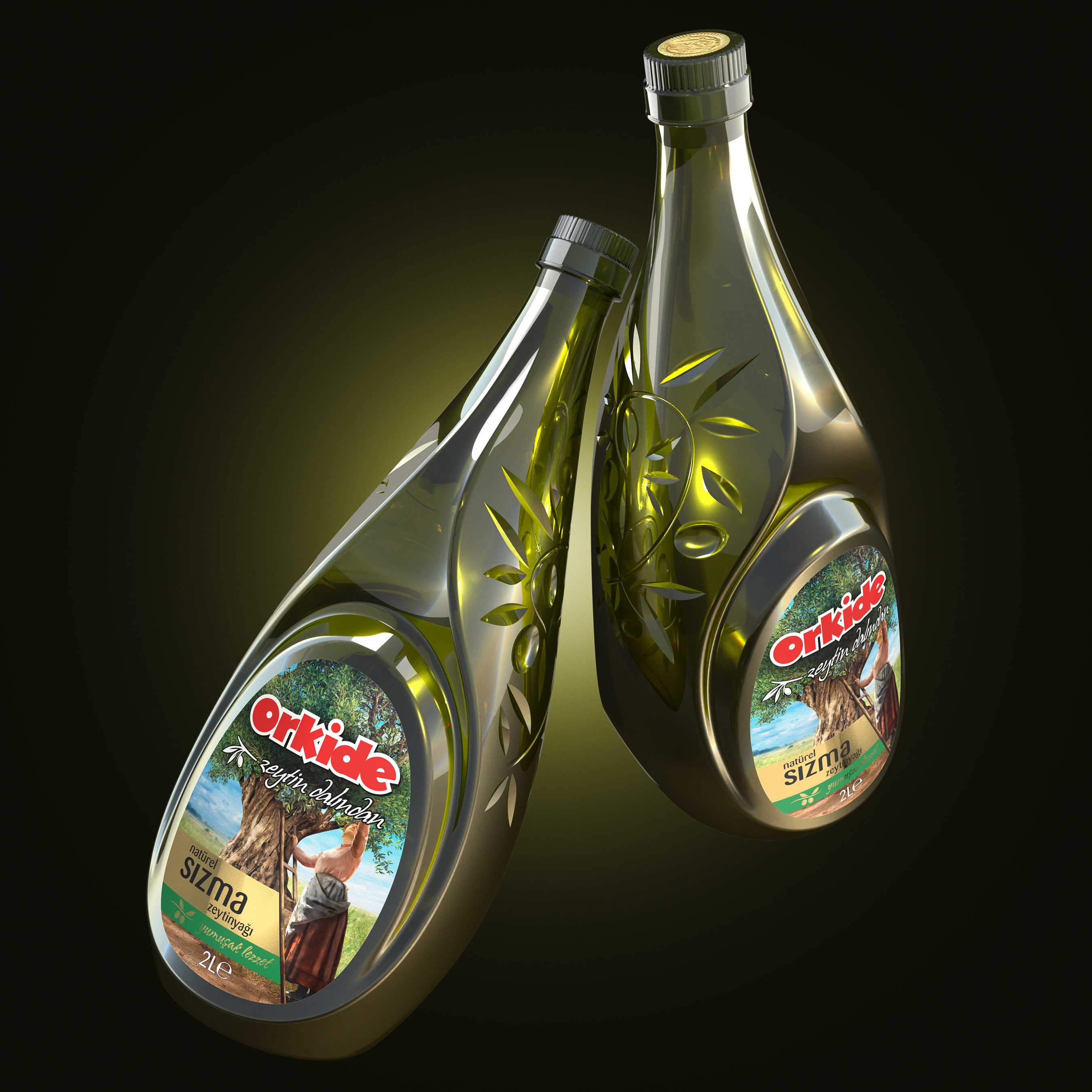 Orkide Olive Oil Packaging Industrial Design PET Bottle and Graphic Design Label