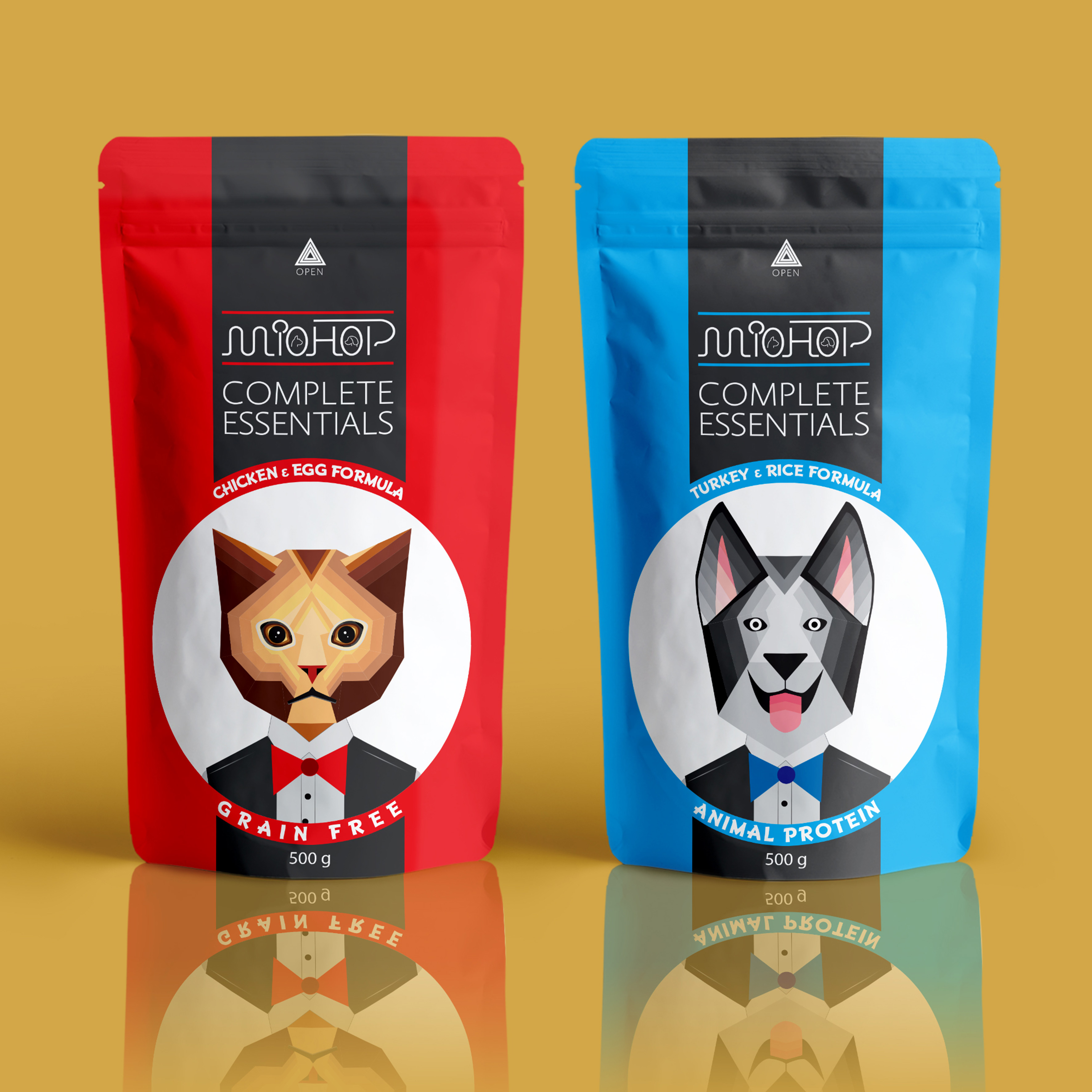 MioHop Dry Pet Food Packaging Design