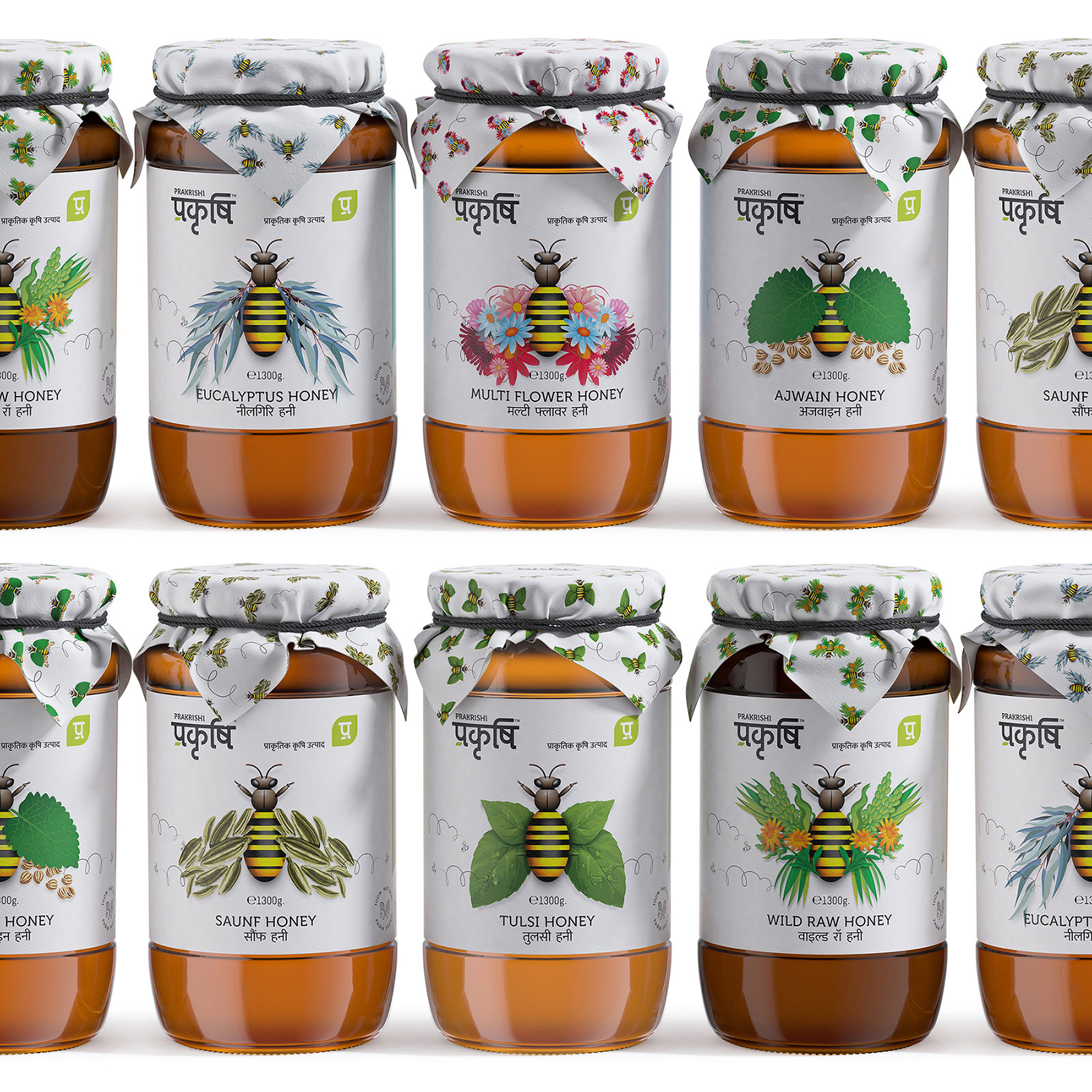 Sol Benito Designs Honey Packaging for Prakrishi