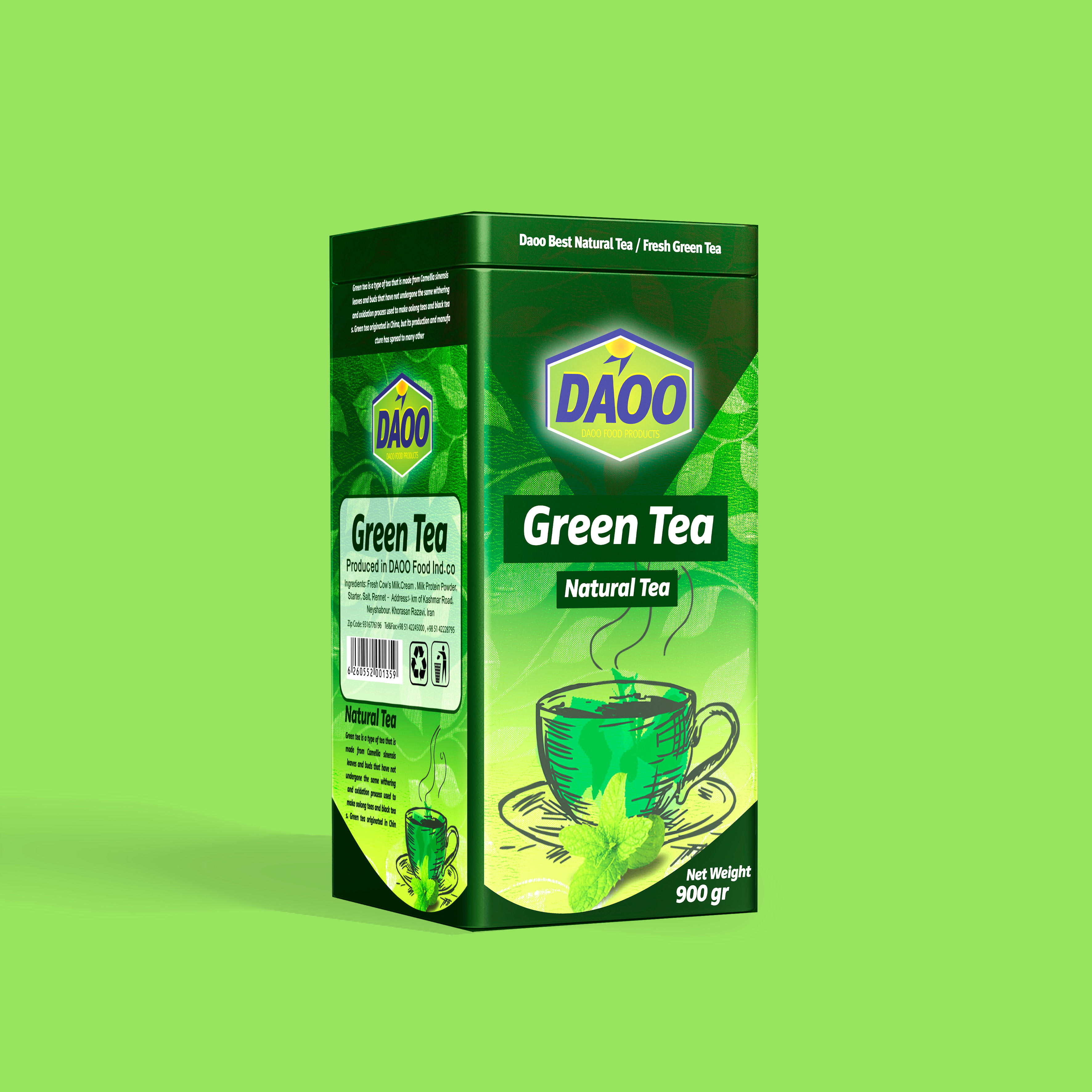 Dow Green Tea Cans Packaging Design Created by Hedayat Hadavi