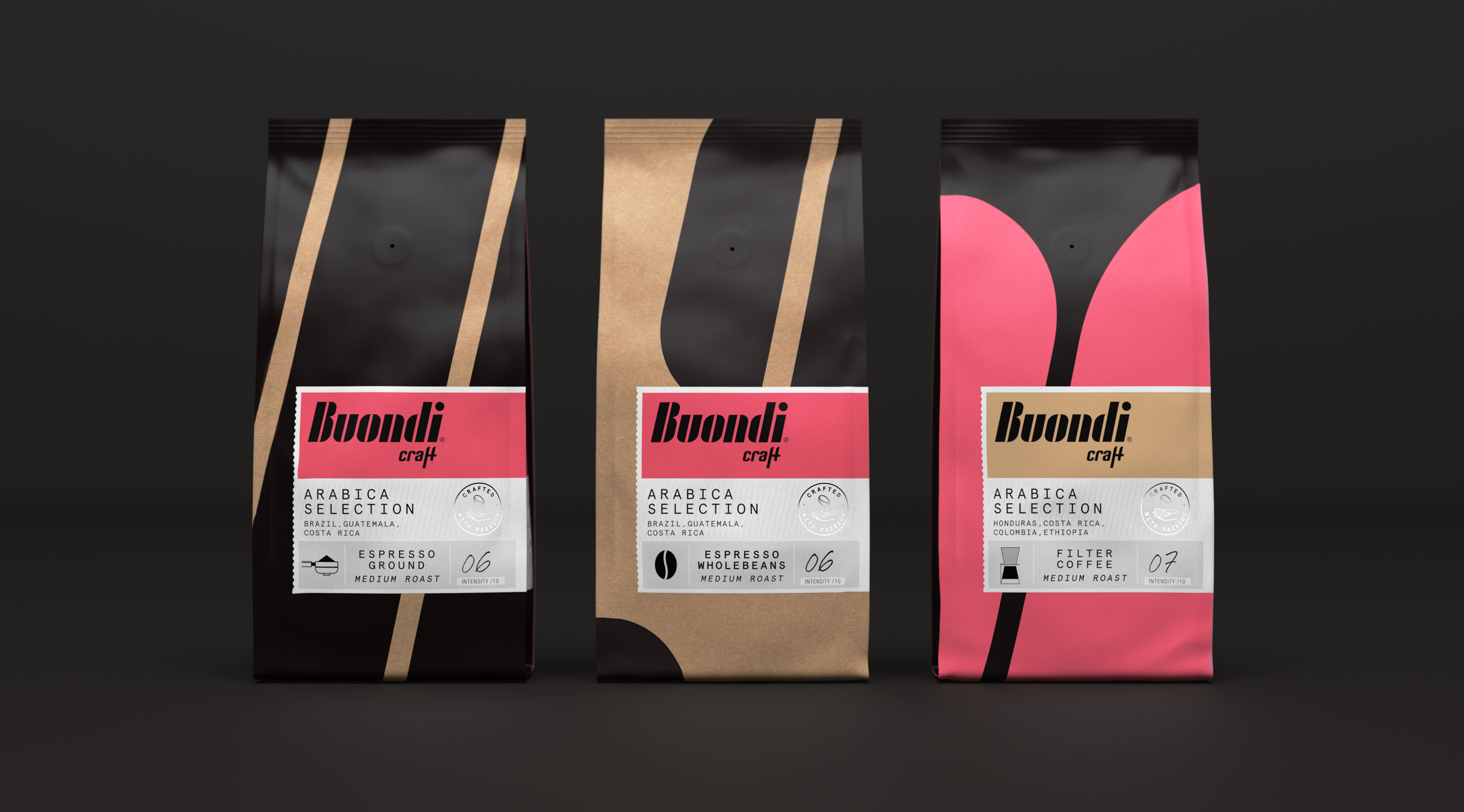 Midday Create Brand and Packaging Design for Buondi Craft Coffee Beans Premium Blends