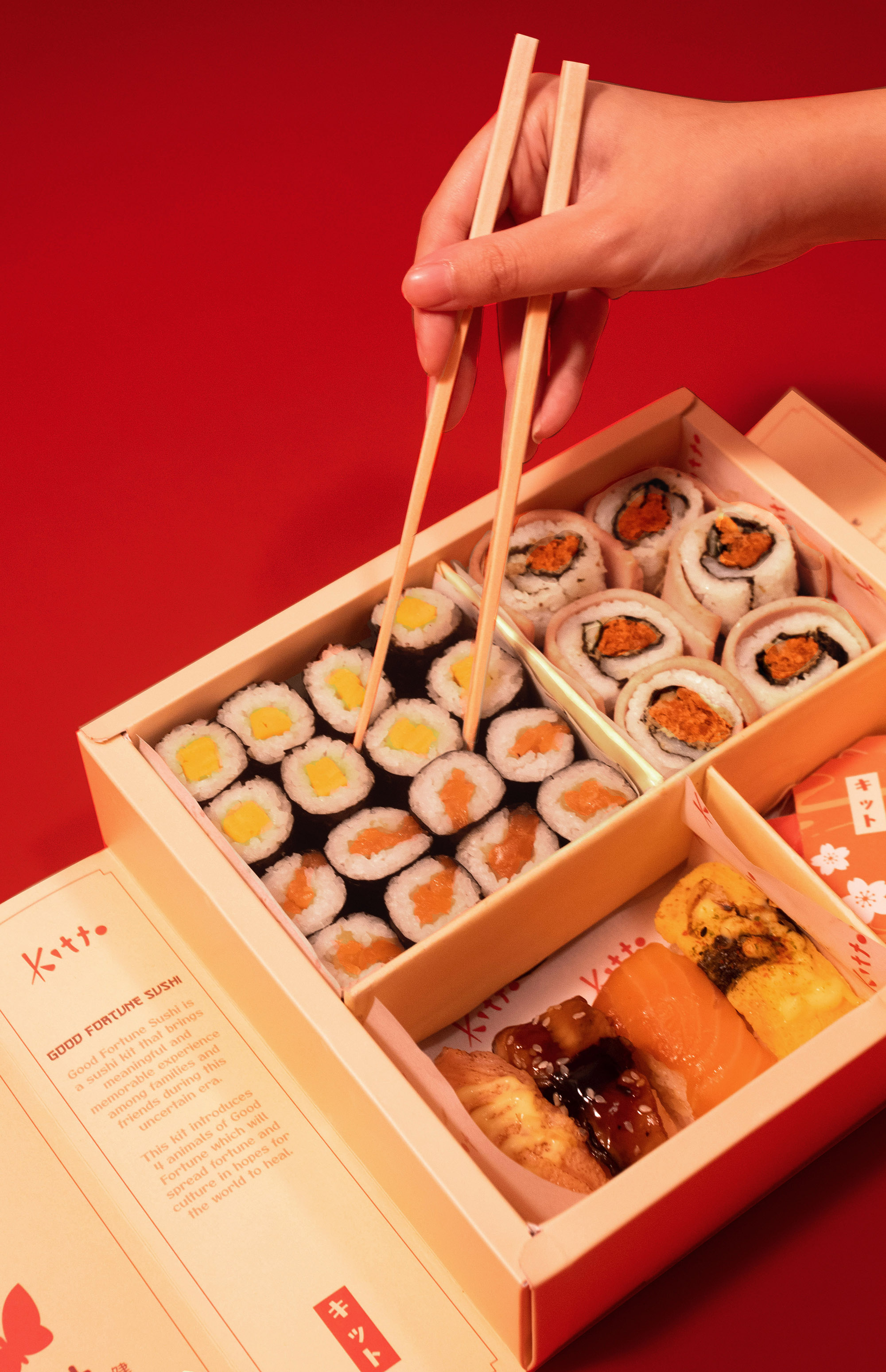 Fun sushi making kit packaging design