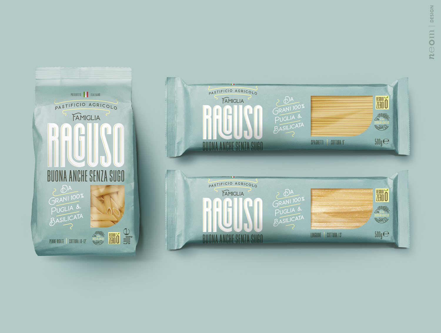 Neom Create Pastificio Raguso New Brand, New Logo and New Packaging System