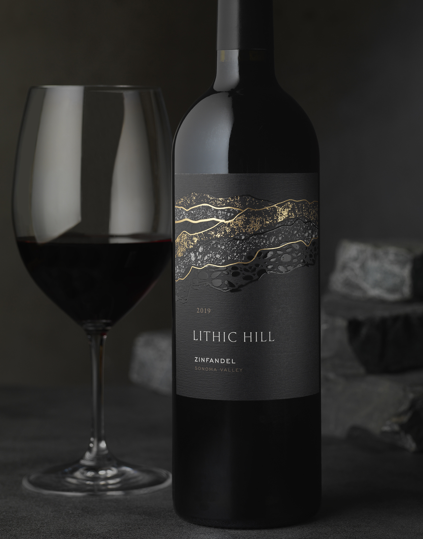 Lithic Hill Wine Label Design for Hamel family Wines