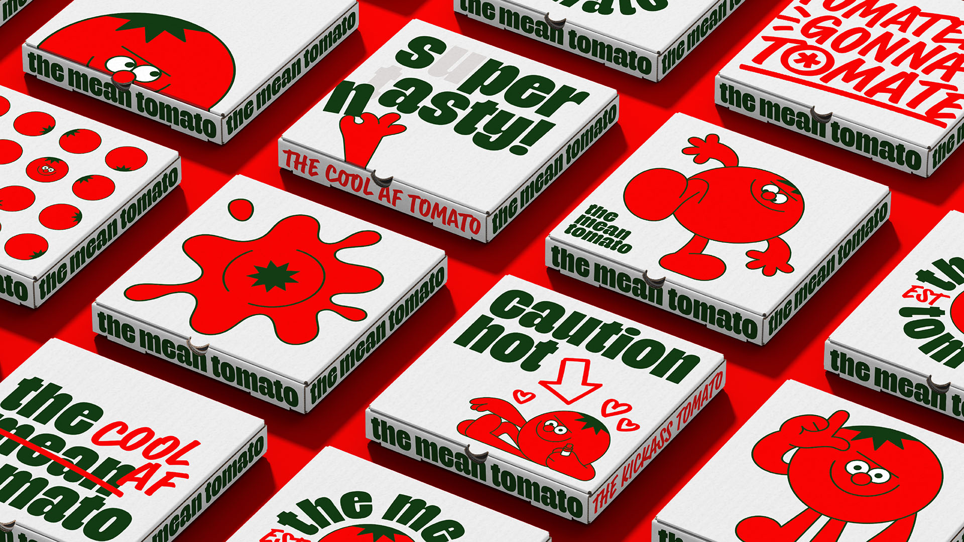 The Mean Tomato Take-Out Pizza Branding and Packaging Design