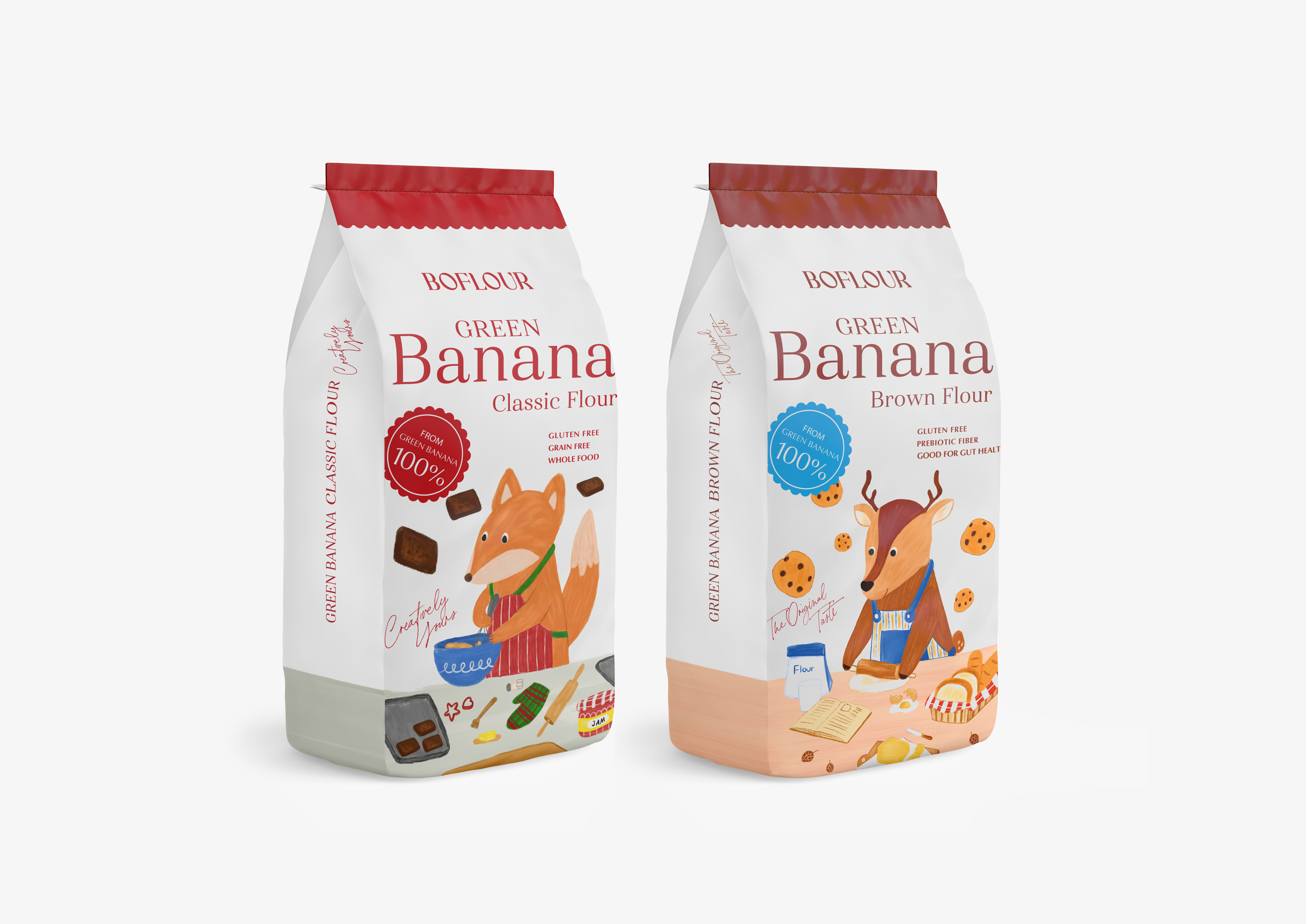 Branding and Packaging Design Concept for Boflour Green Banana Flour