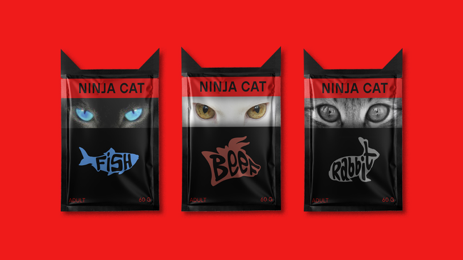 Ninja Cat Wet Cat Food Packaging Design