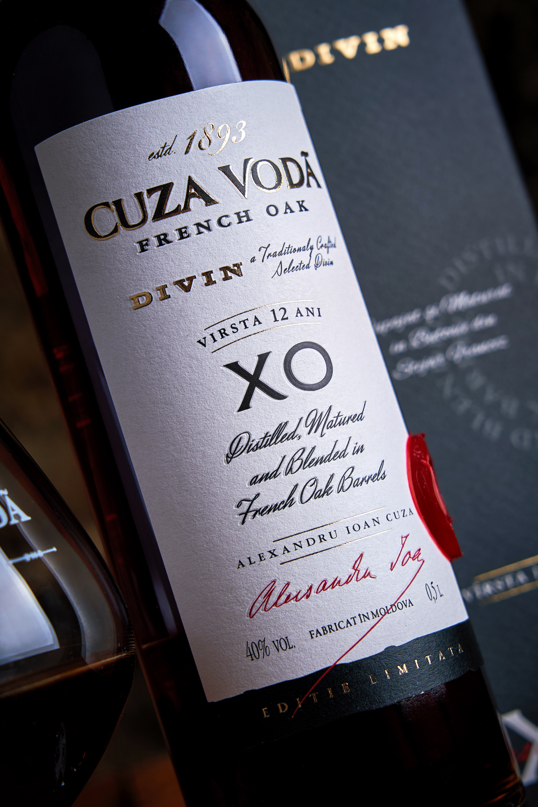 Cuza Voda French Oak Brandy Packaging Design by 43oz