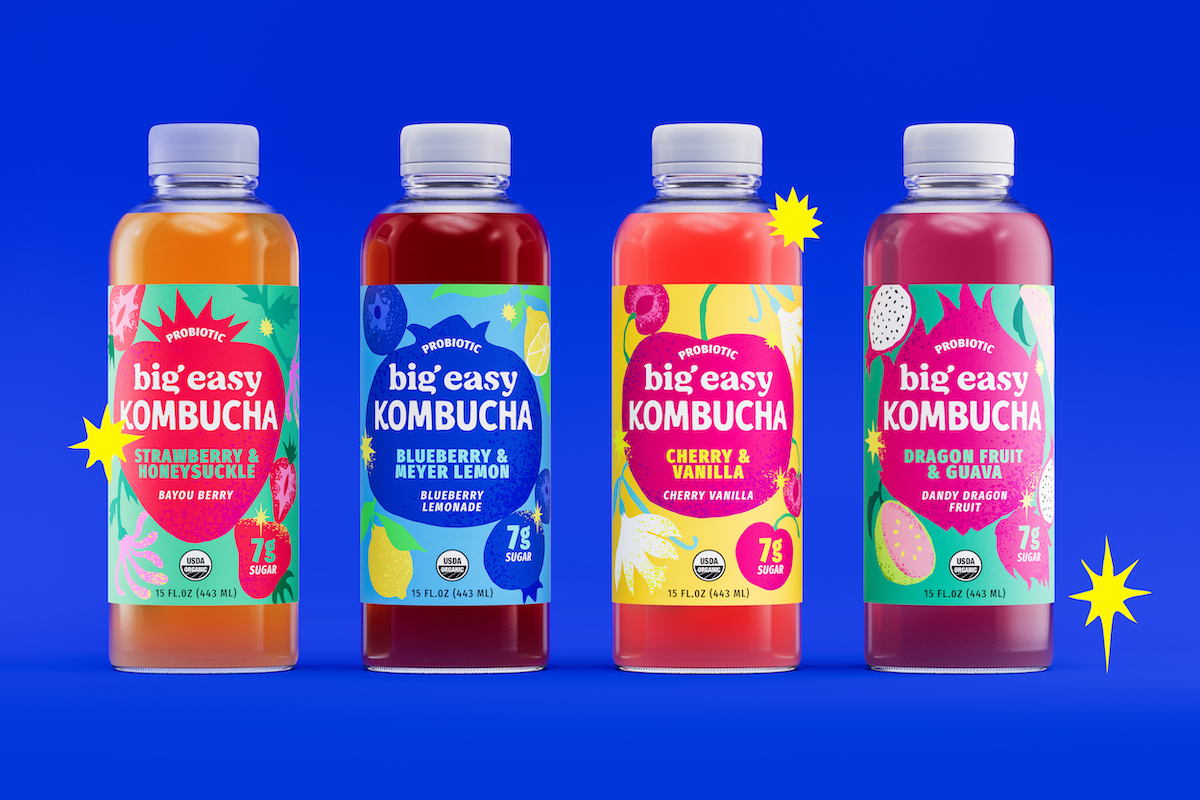 Vault49 Unveils Flavor-Forward Illustrative Packaging Redesign For Big Easy’s Kombucha Line