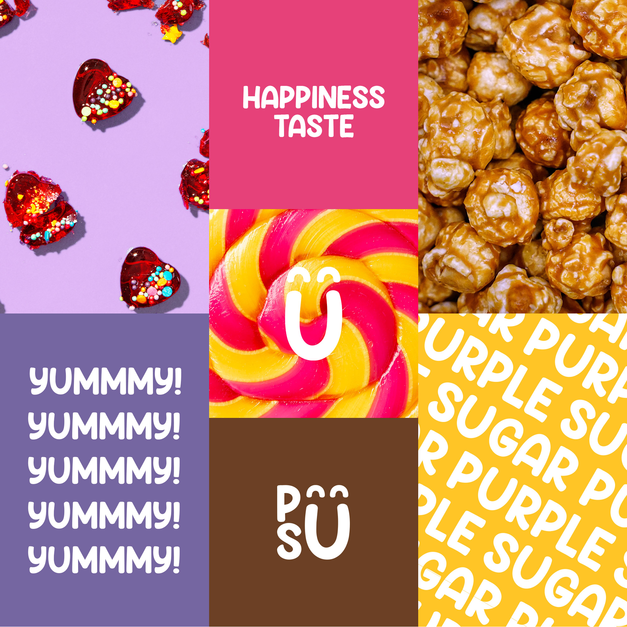 Logo, Identity and Packaging Design for PurpleSugar Candy Store in