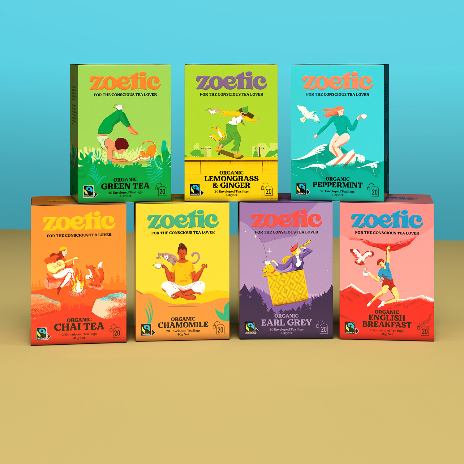 Branding and Packaging Design for Zoetic Organic Teas