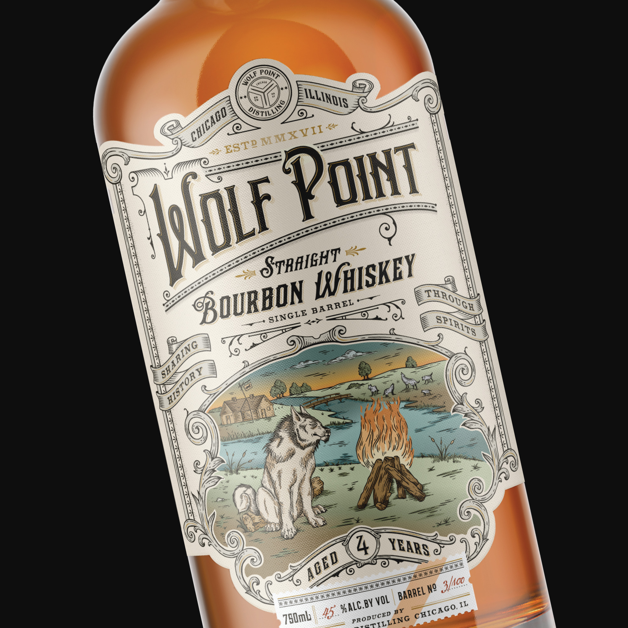 Wolf Point Bourbon Whiskey Label Design