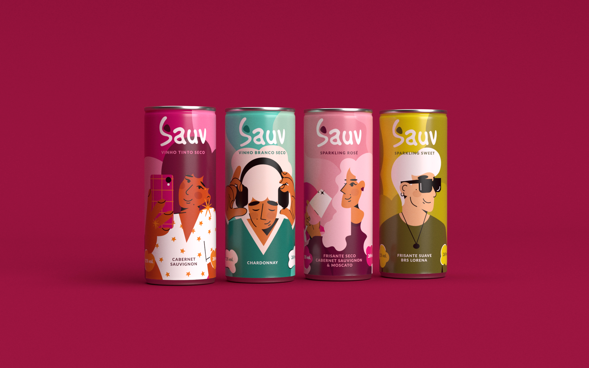 Sauv Canned Wine Packaging Design and Illustrations