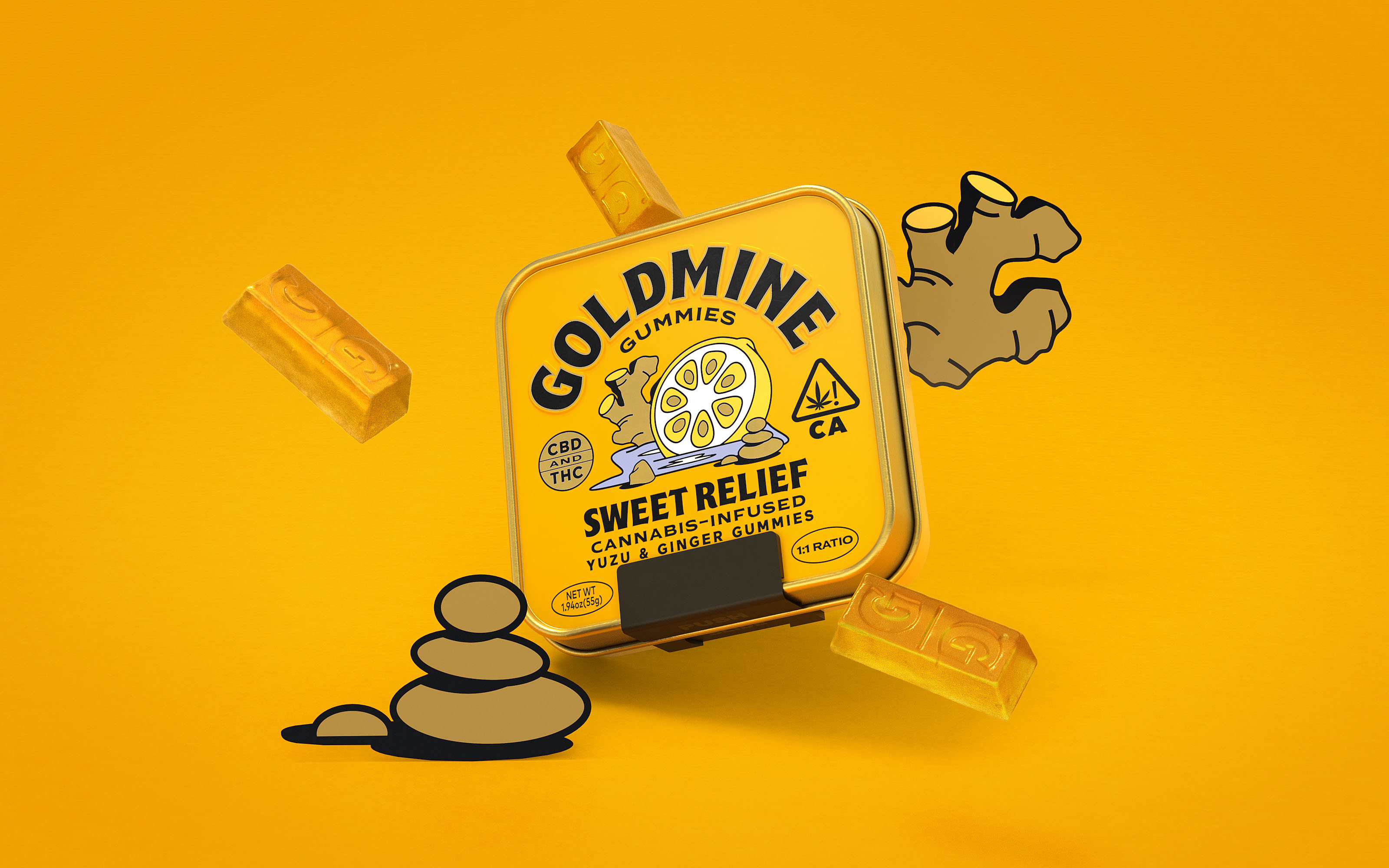 Robot Food’s Goldmine Gummies Cannabis Branding Taps Into Nostalgic