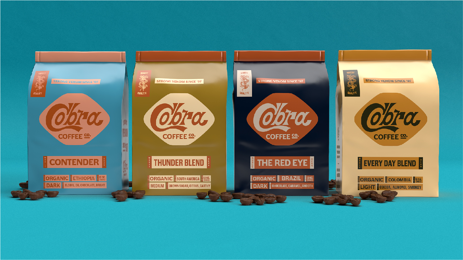 Brand Identity and Packaging Design for Cobra Coffee