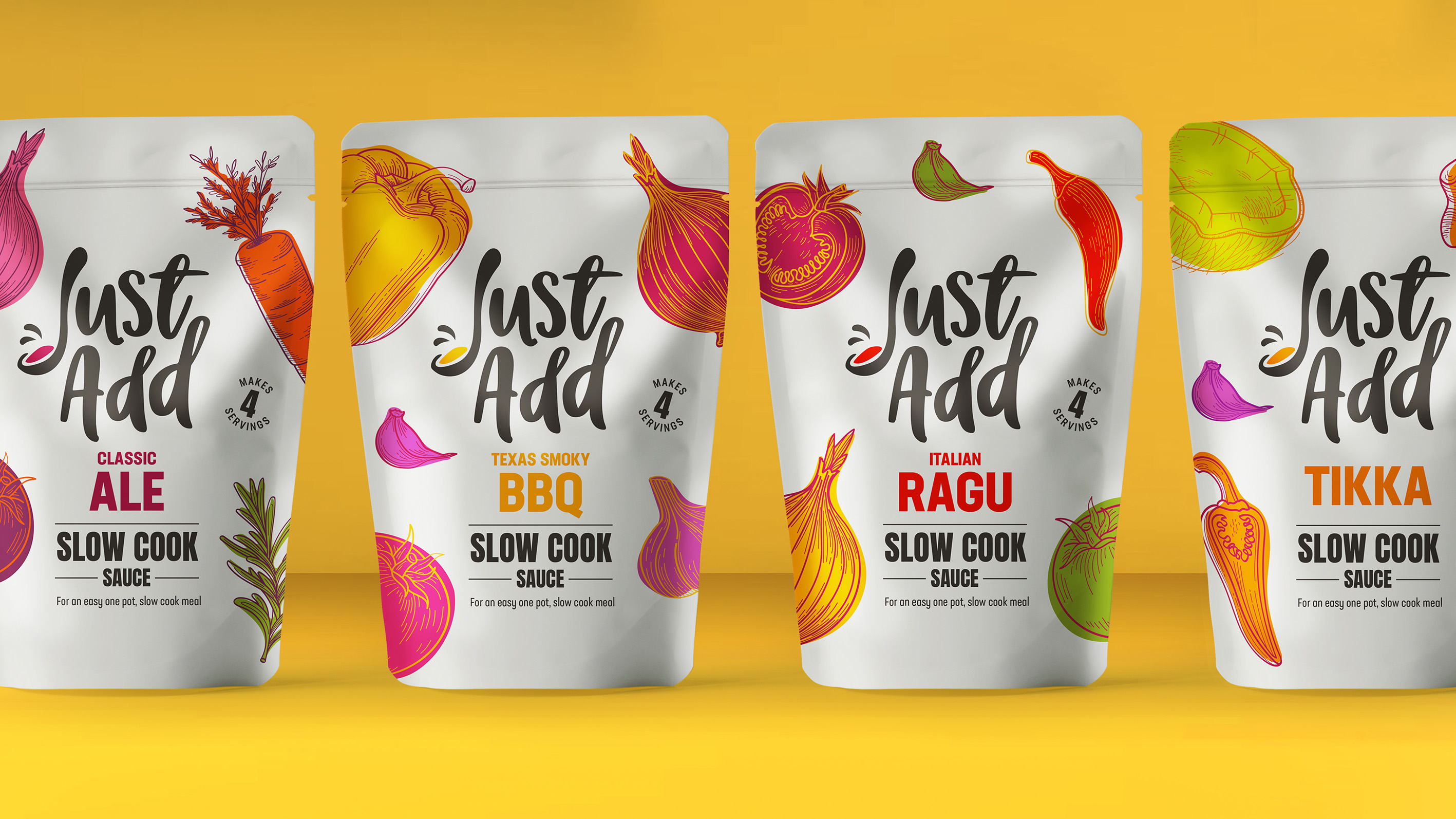 Just Add Slow Cooking Sauces Branding and Packaging Design