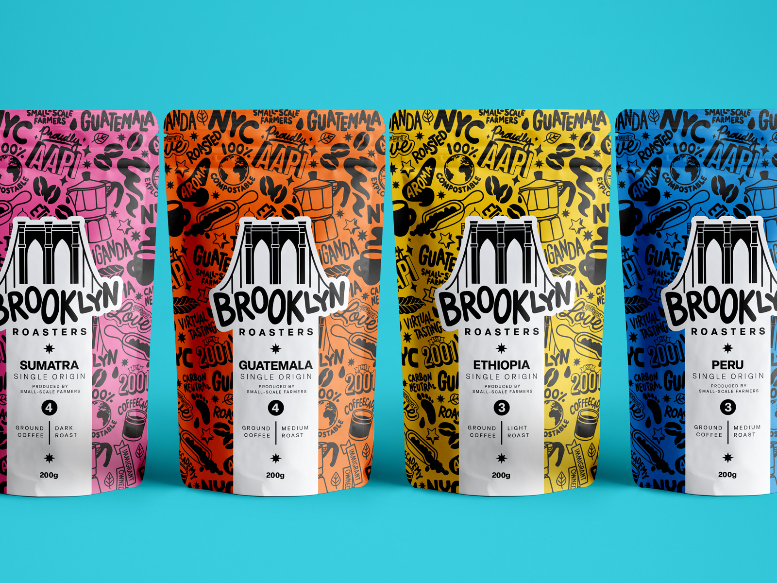 Colorful Illustrations and Branding for Brooklyn Roasters Coffee