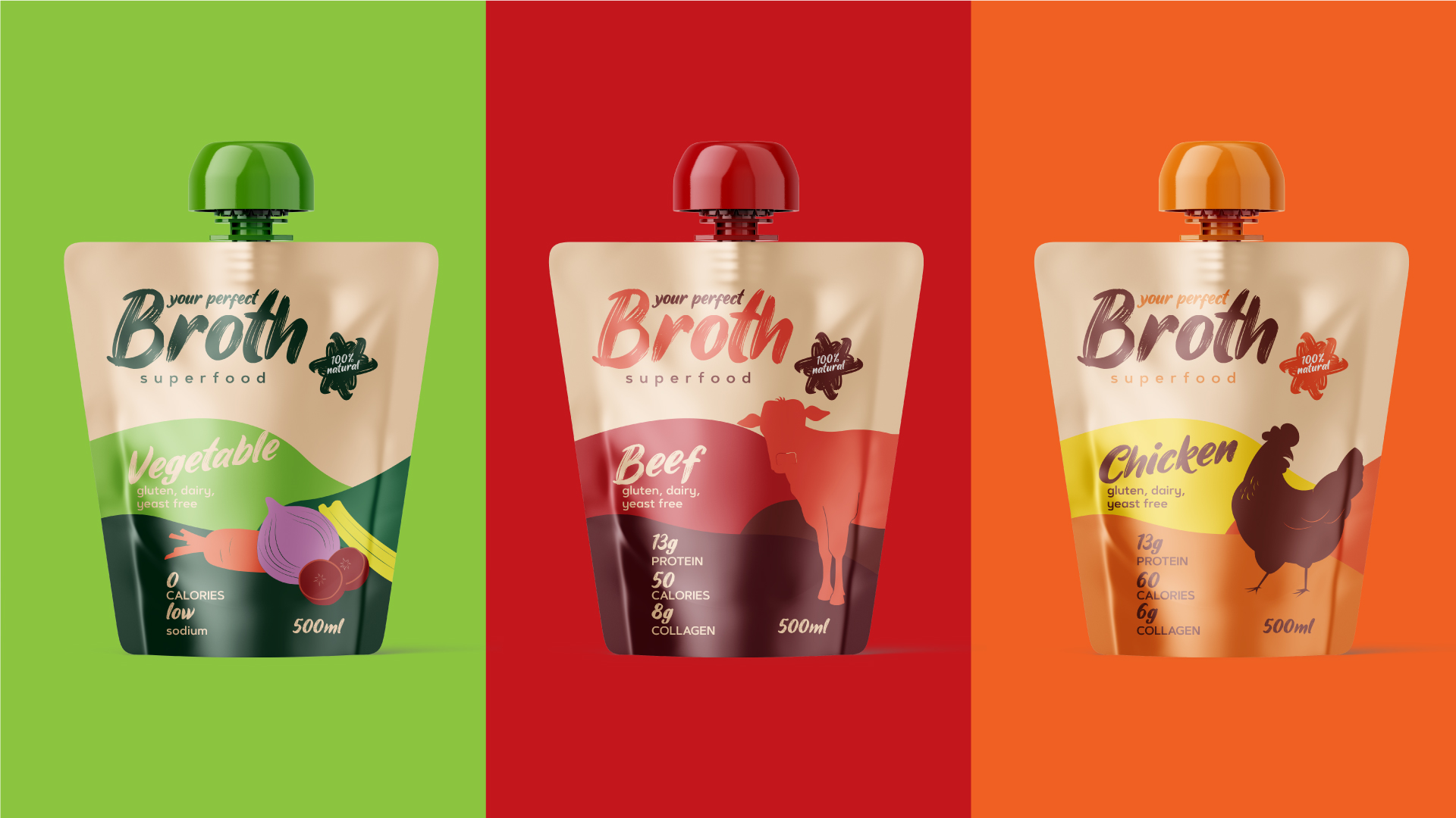 Designing a Modern Branding and Sustainable Packaging for a Line of Natural Broths