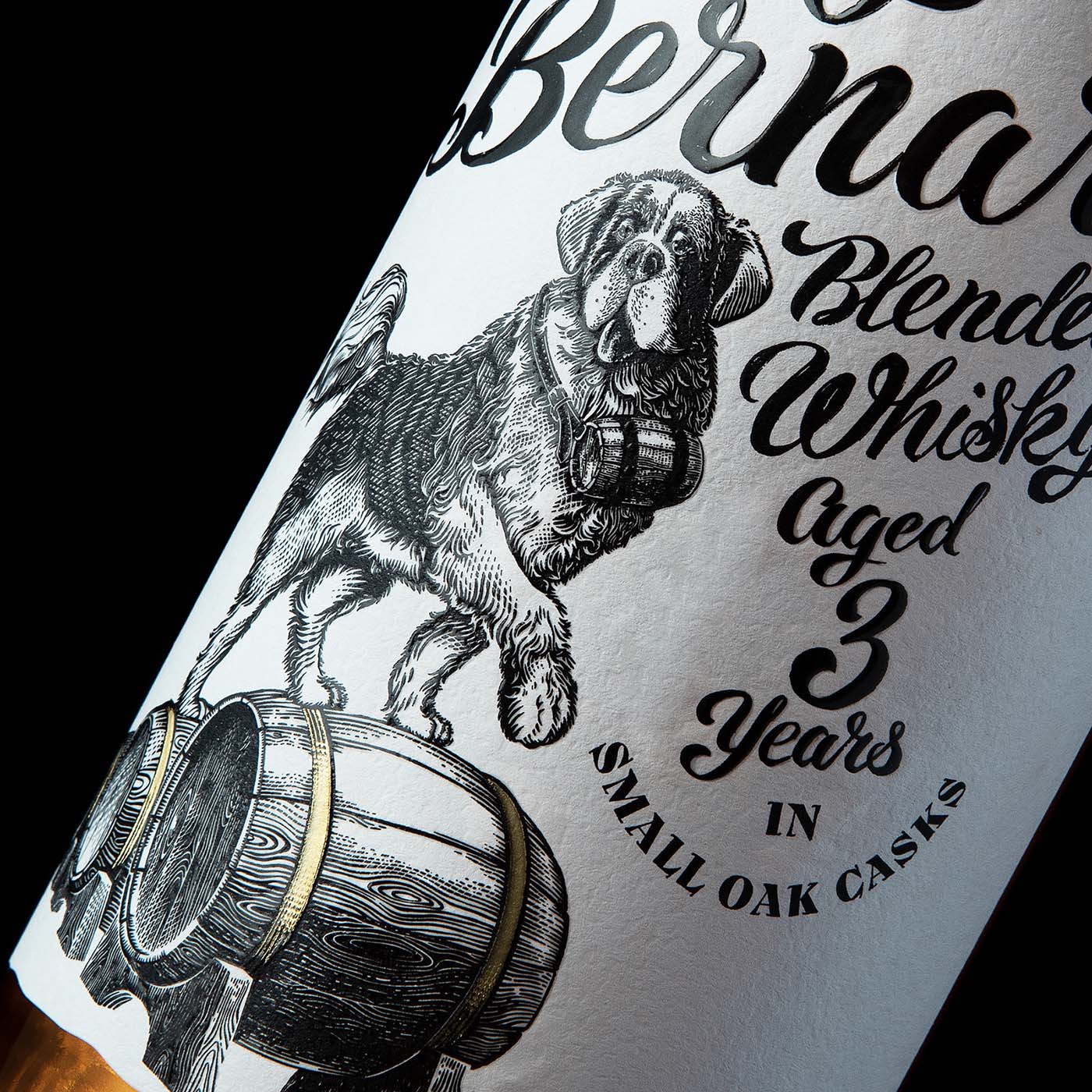 Label Design for Barry Bernard Whiskey Collection Featuring the St. Bernard Dog