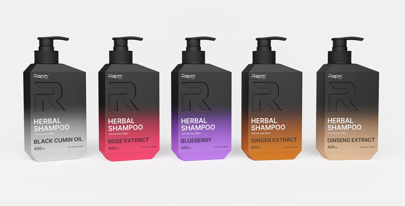 Visual Identity for RAPM Shampoos and Gels