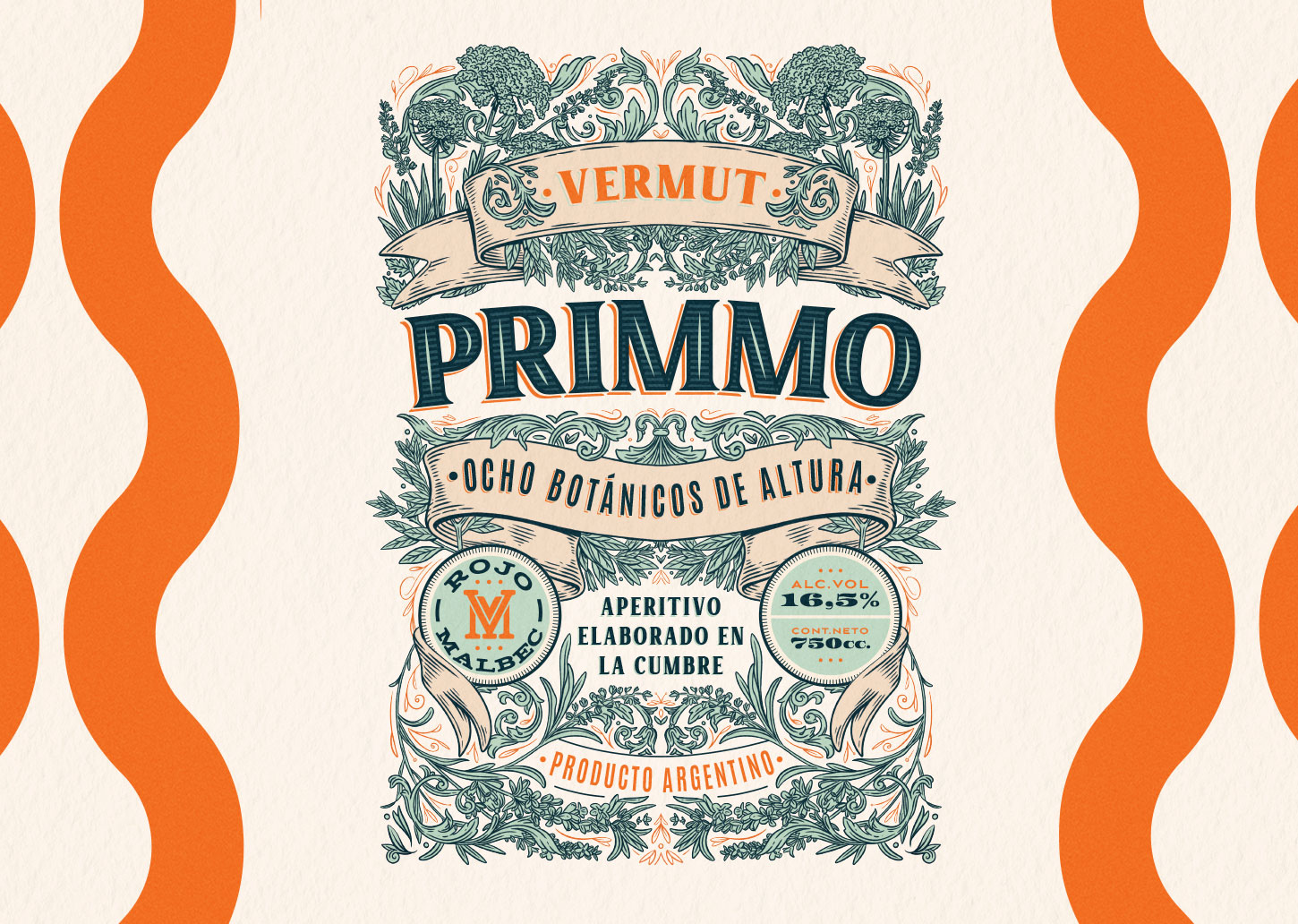 Design and Illustration for Primmo Malbec Vermouth by Emi Renzi