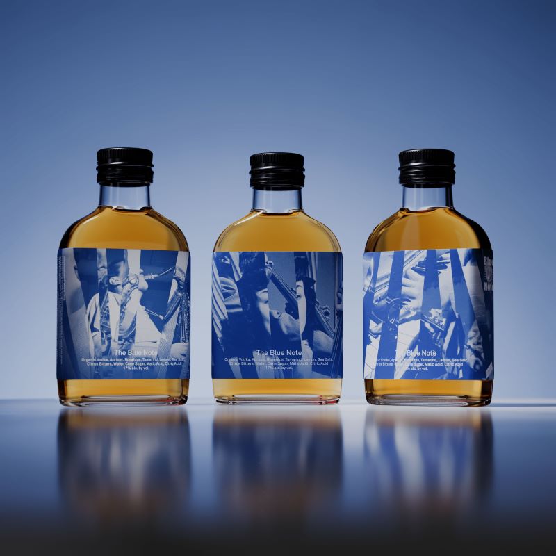 Team Creates Hand-Designed Jazz-Inspired Packaging for Blue Note Bars’ New Bottled Cocktail
