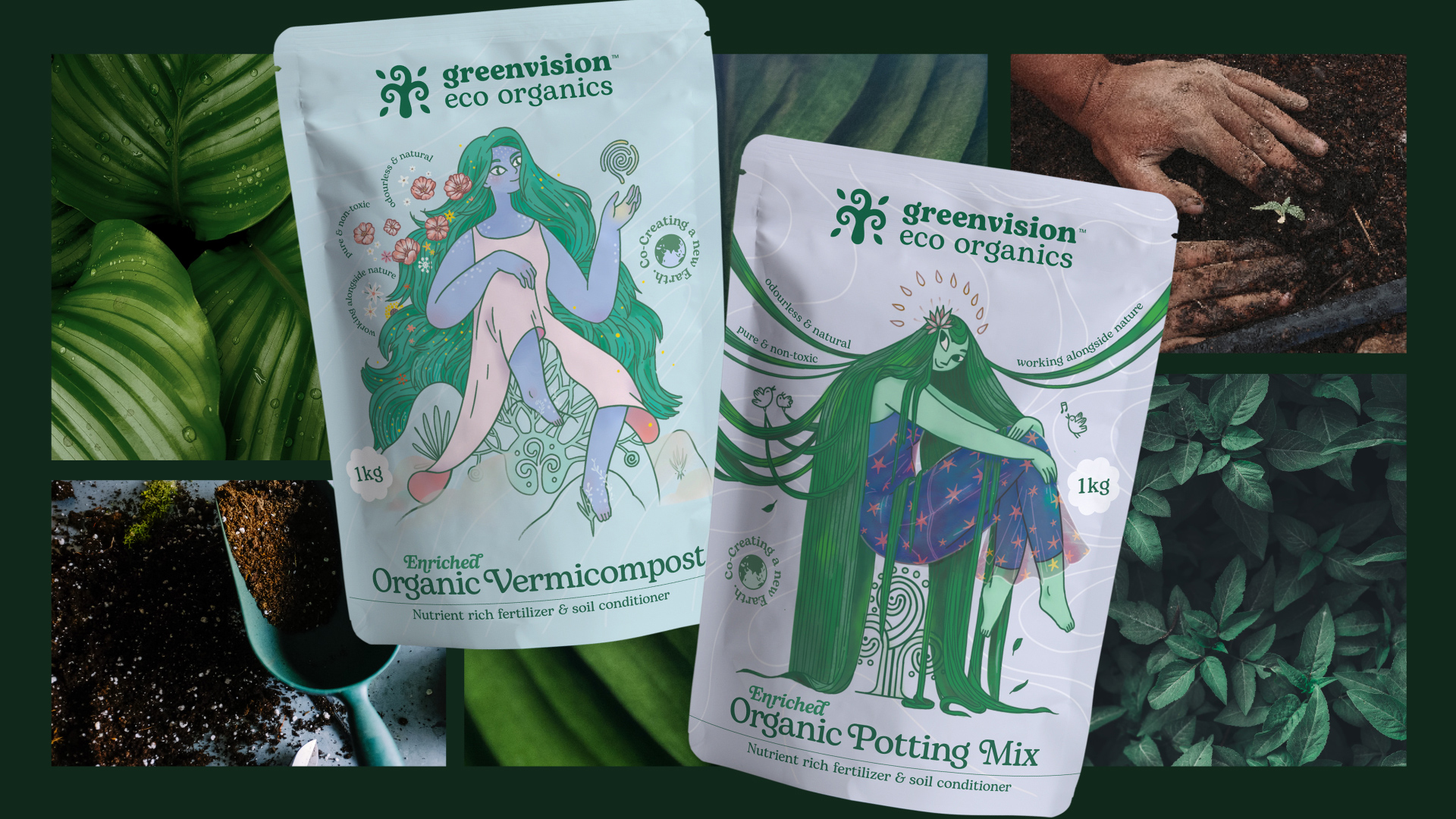 Brand and Packaging Design for GreenVision Eco Organics