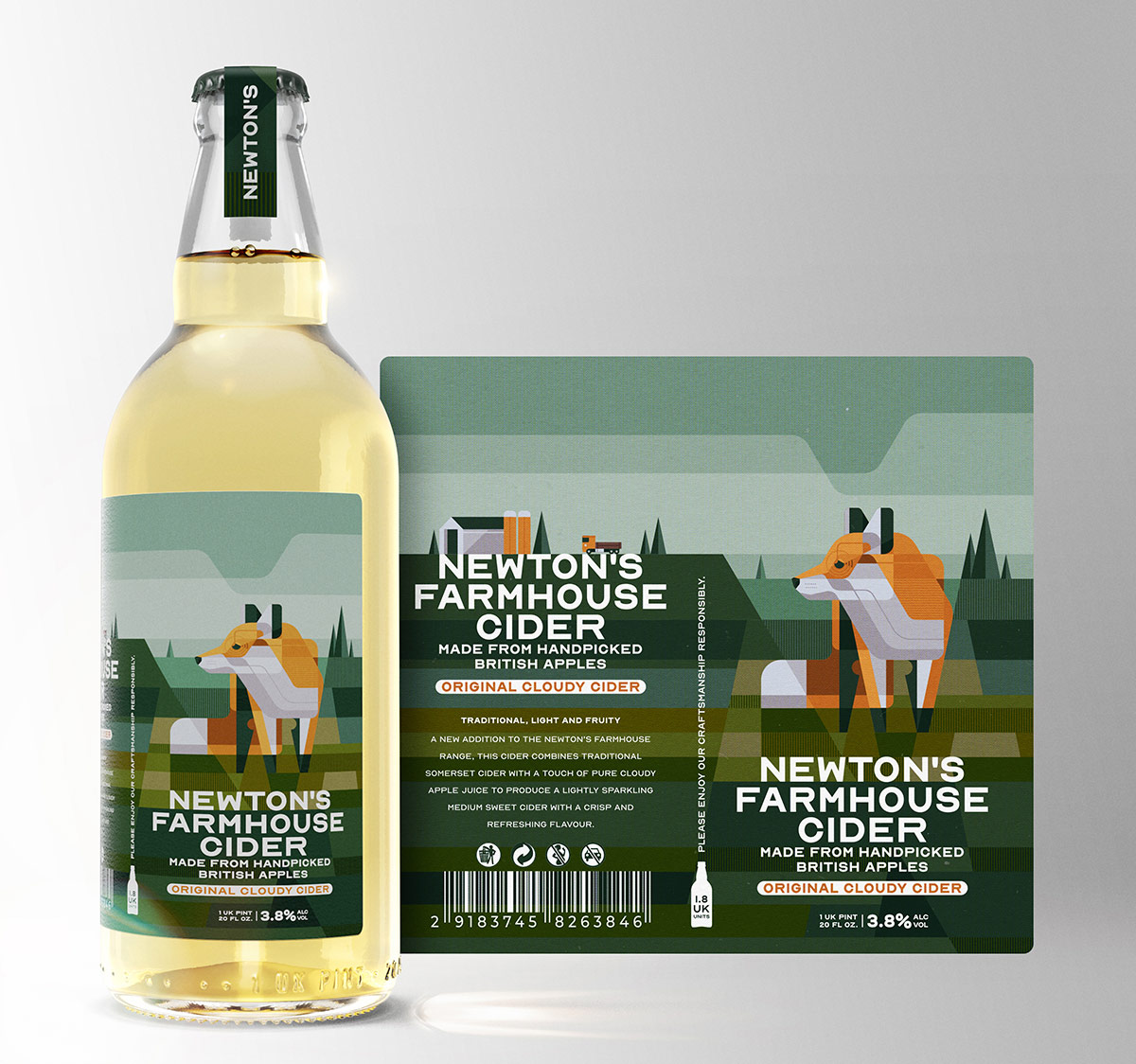 Newton’s Farmhouse Cider Label and Brand Design Concept