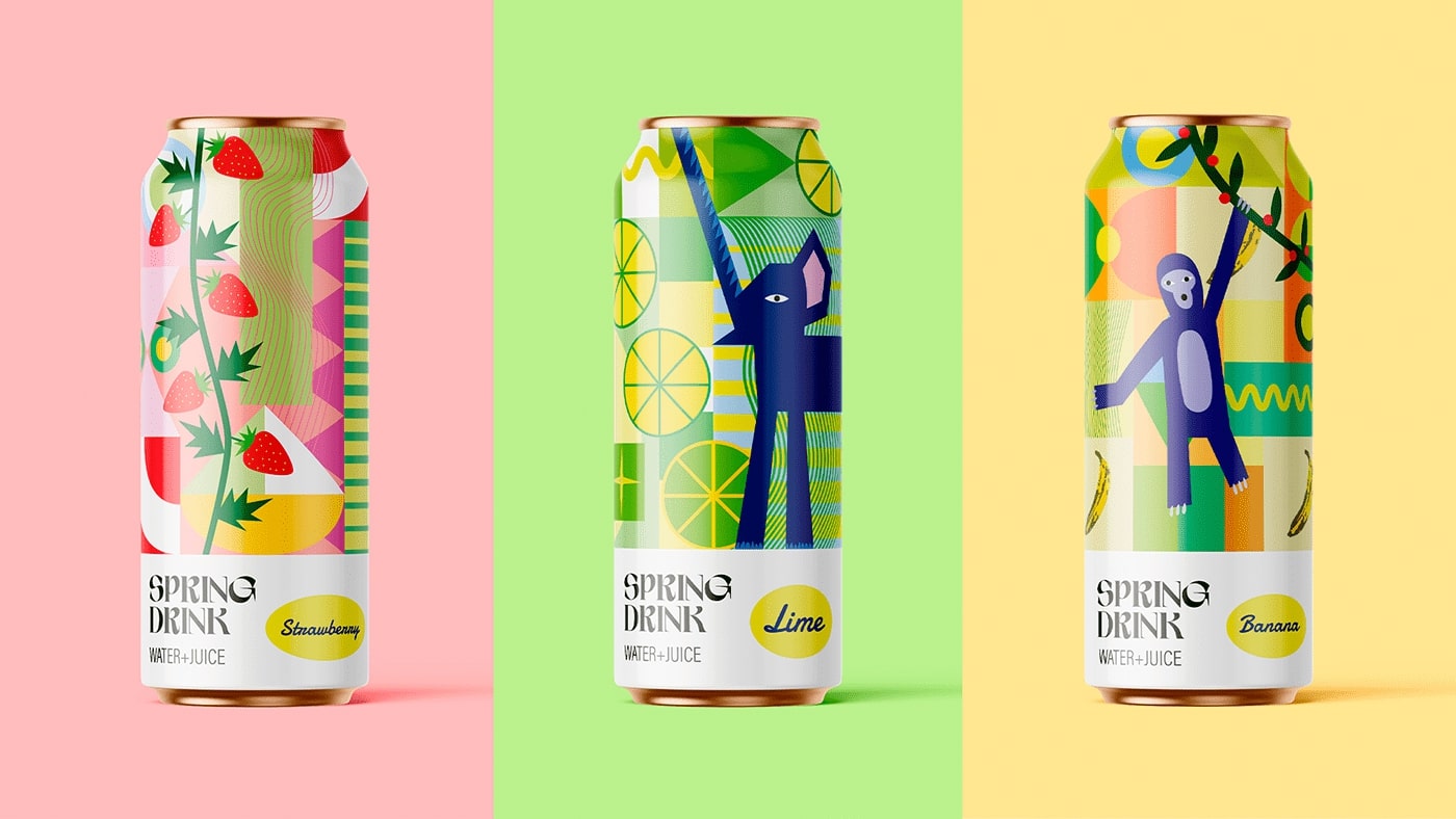 Spring Drink Soda Can Packaging Design