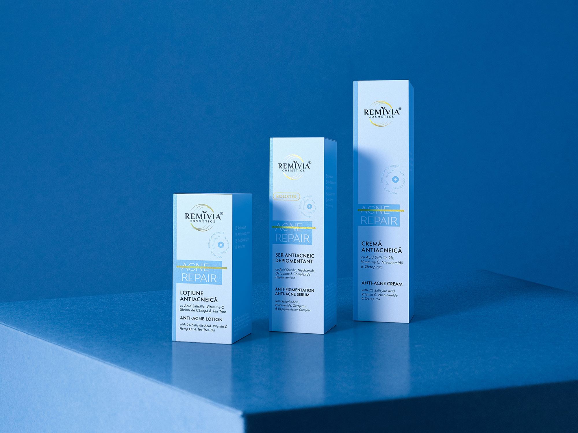 Minimalist, Acne Repair Line for Remivia Cosmetics by Branding Agency Acclamé