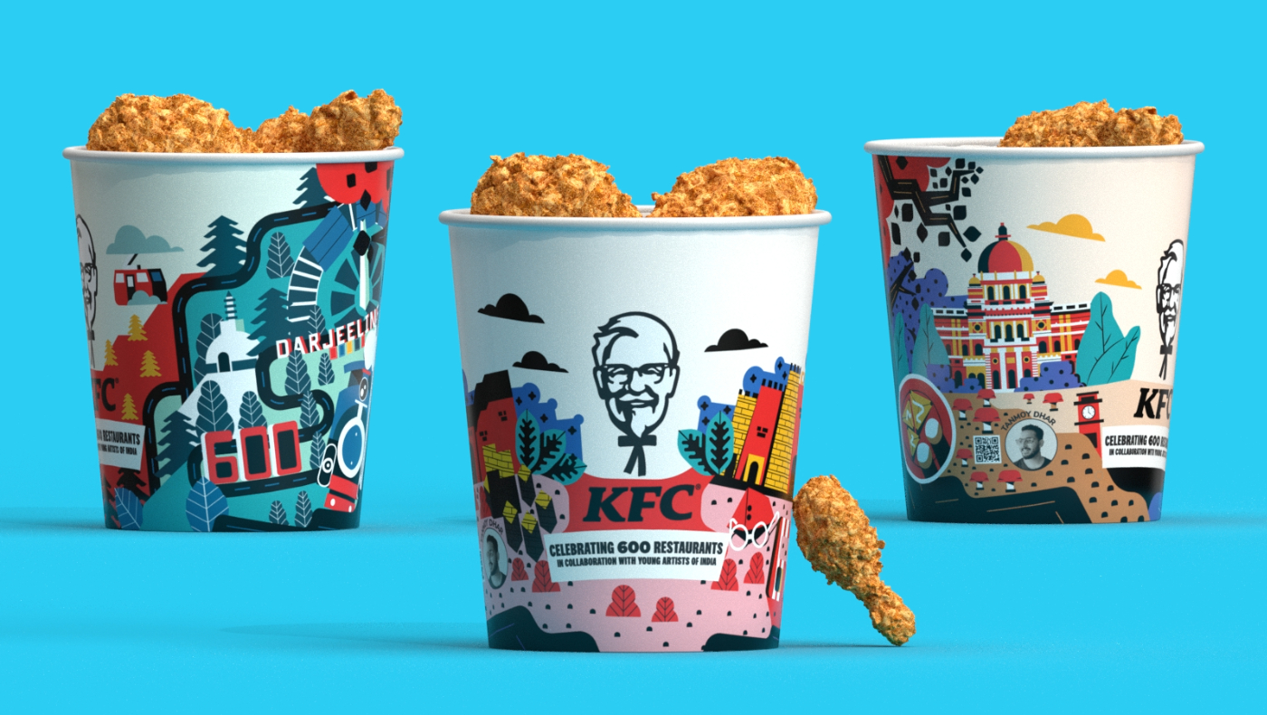 KFC Bucket Packaging Design Celebrating 600 Restaurants Across India