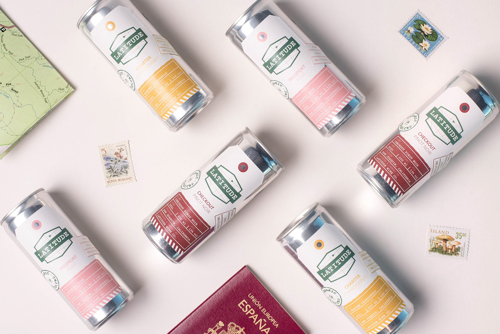 Student Packaging Design Concept For Latitude Travel-inspired Canned Wine