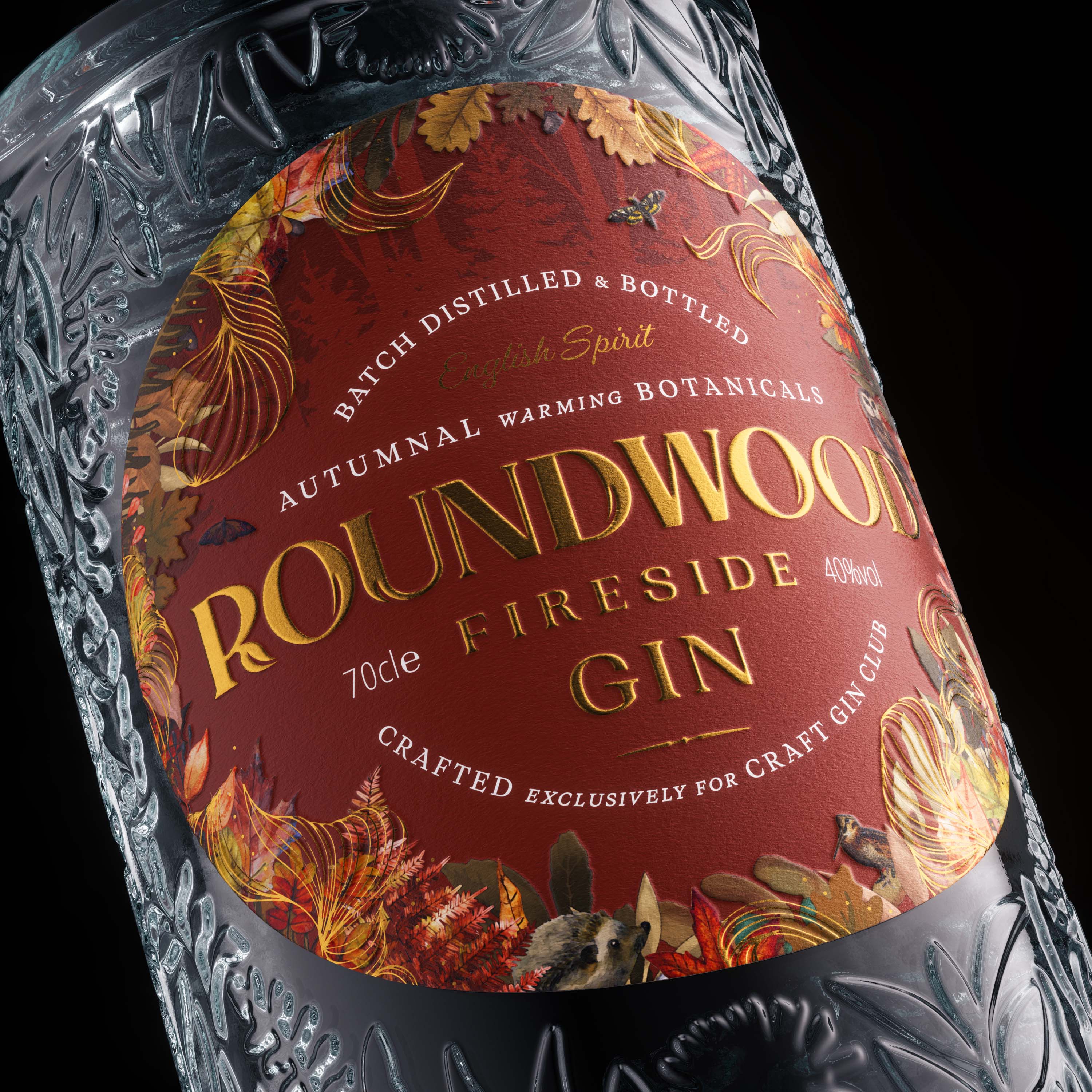 Benjamin Charles Studio Redefines Roundwood Fireside Gin with Brand and Bottle Design