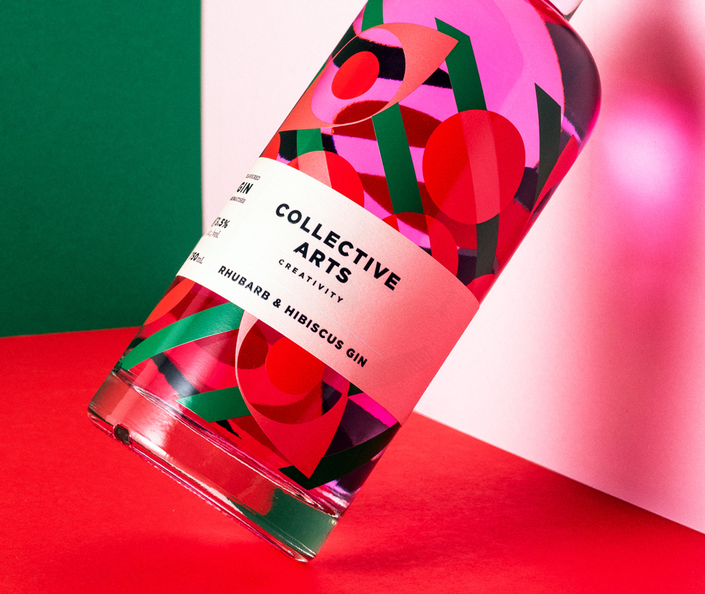 Collective Arts Rhubarb and Hibiscus Gin Designed by Mario Carpe
