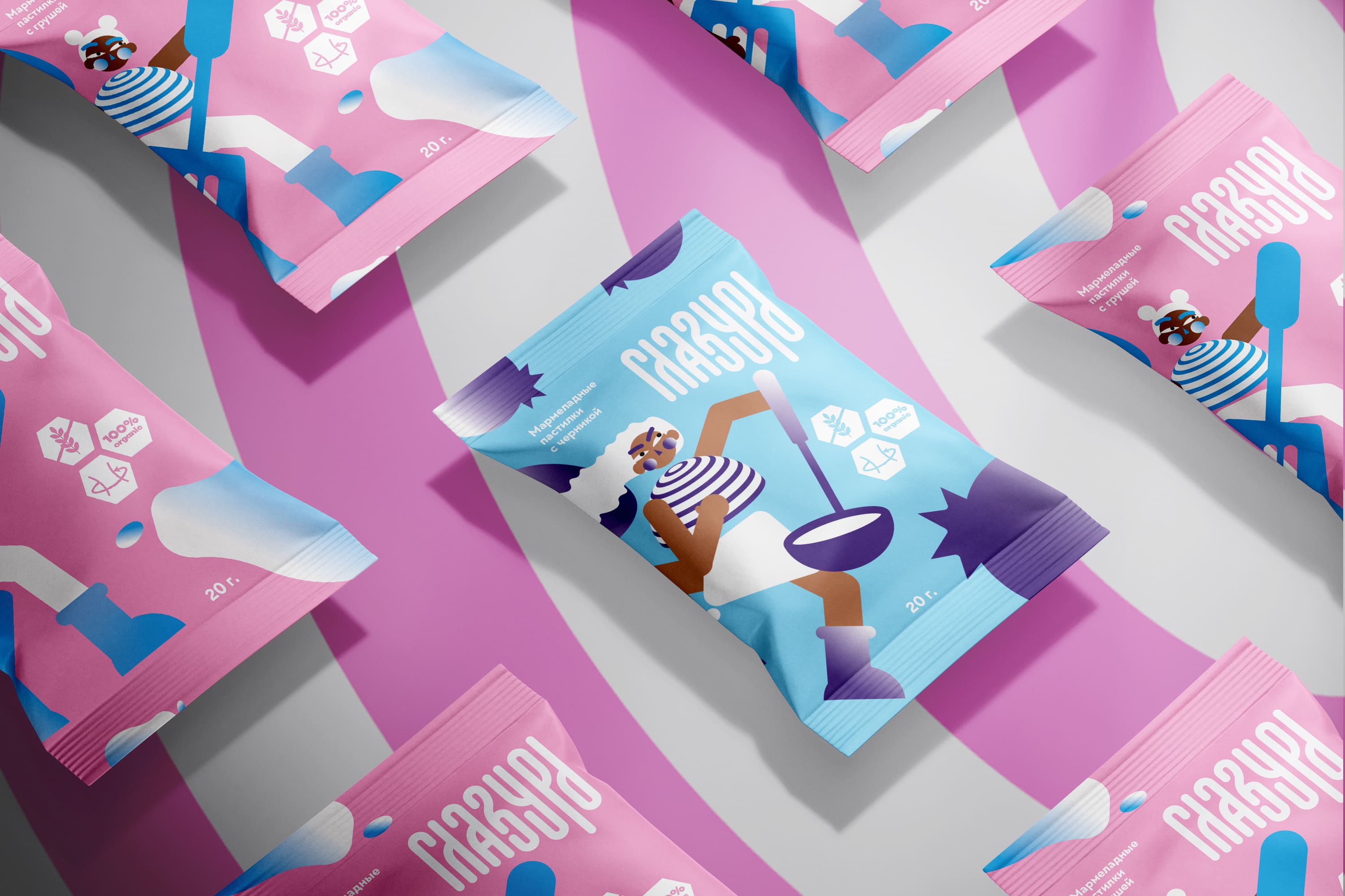 Student Elisaveta Guselnikova Creates Concept Healthy Snacks Range Glazur’ Brand and Packaging Design