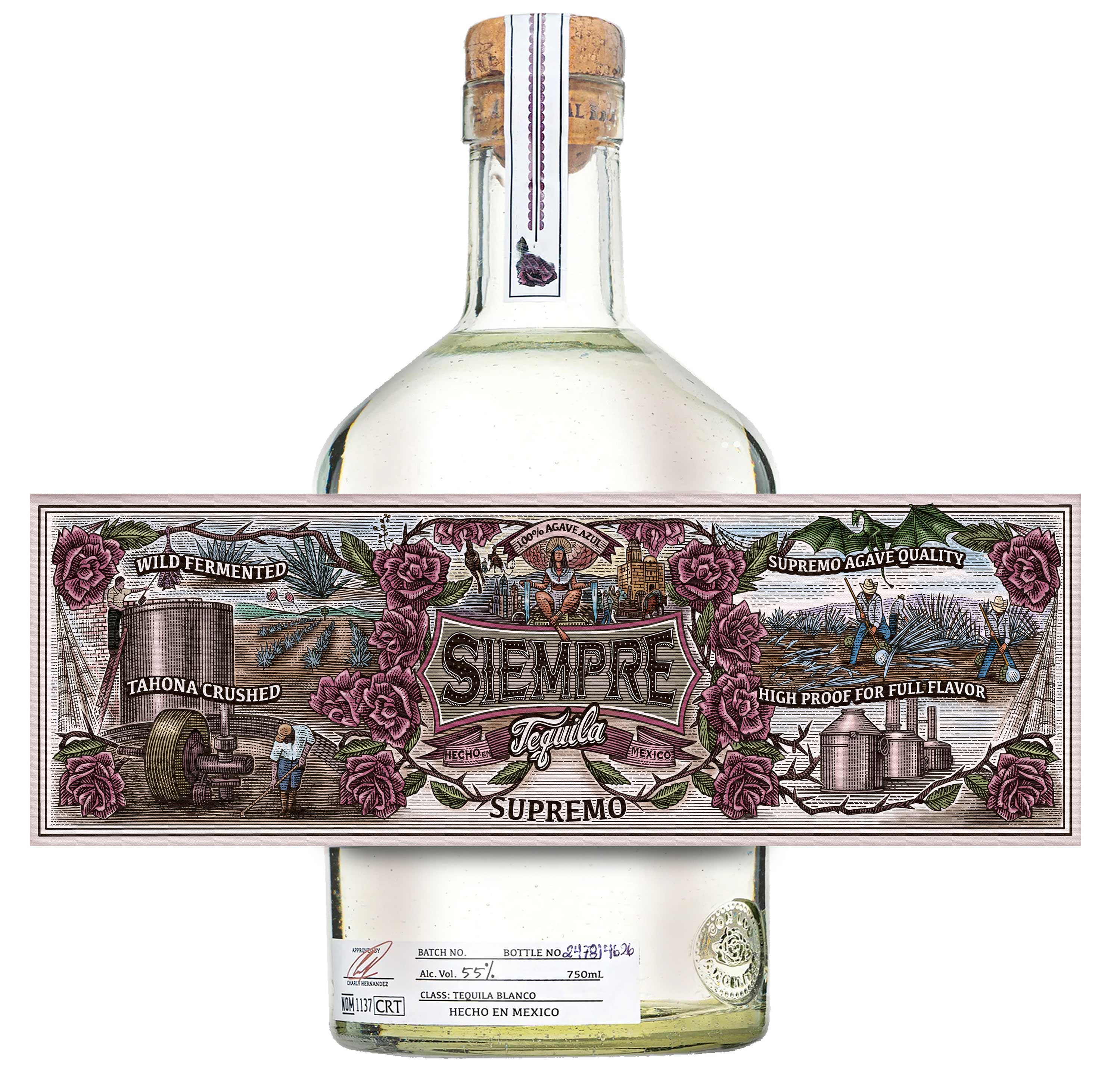 Siempre Tequila Label Illustrated by Steven Noble