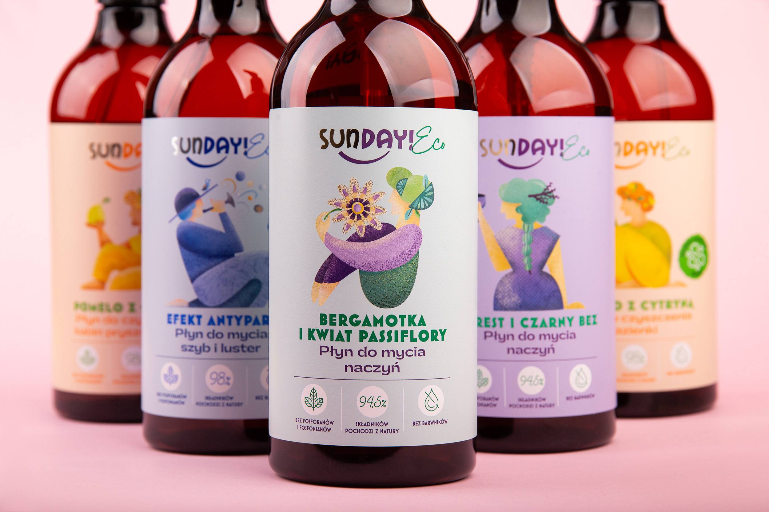 Super-Pharm Sunday Eco Cleaning Products Branding, Illustrations and Packaging Design