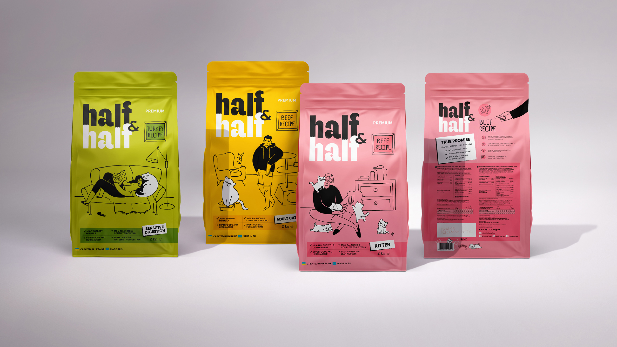 Half & Half Pet Products Branding and Packaging by Dozen Agency