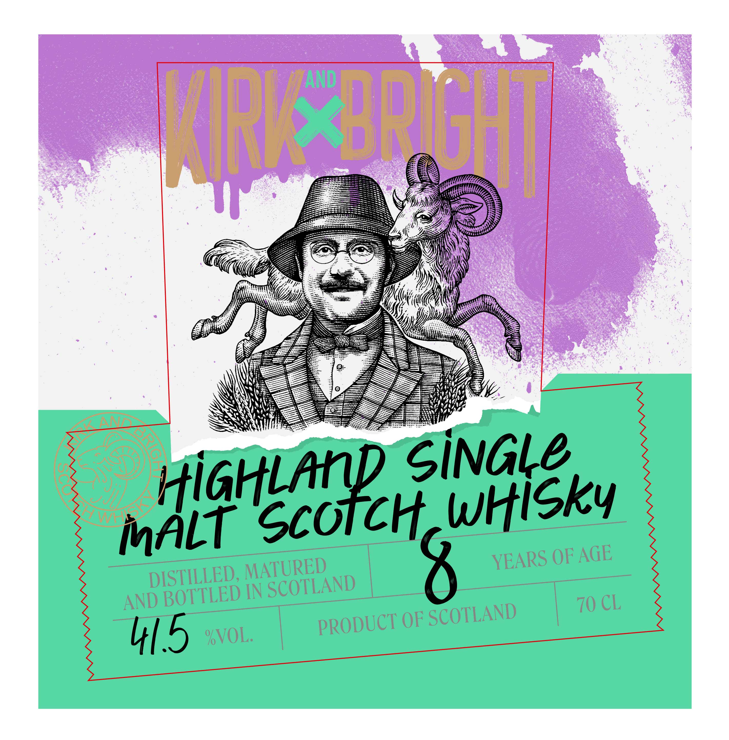 Kirk & Bright Whisky Label Illustrated by Steven Noble