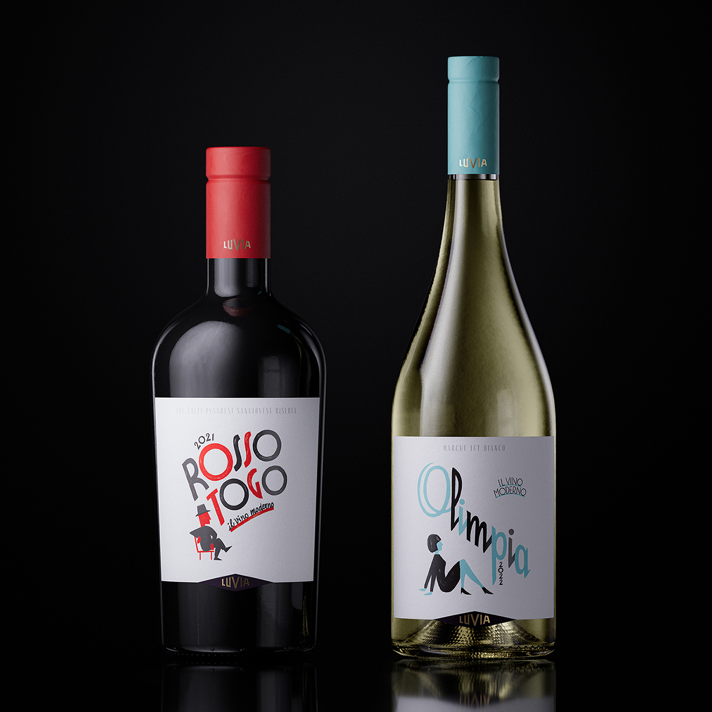 Andrea Castelletti Studio Creates Label Design for Rosso Togo and Olimpia Wine from Luvia Winery