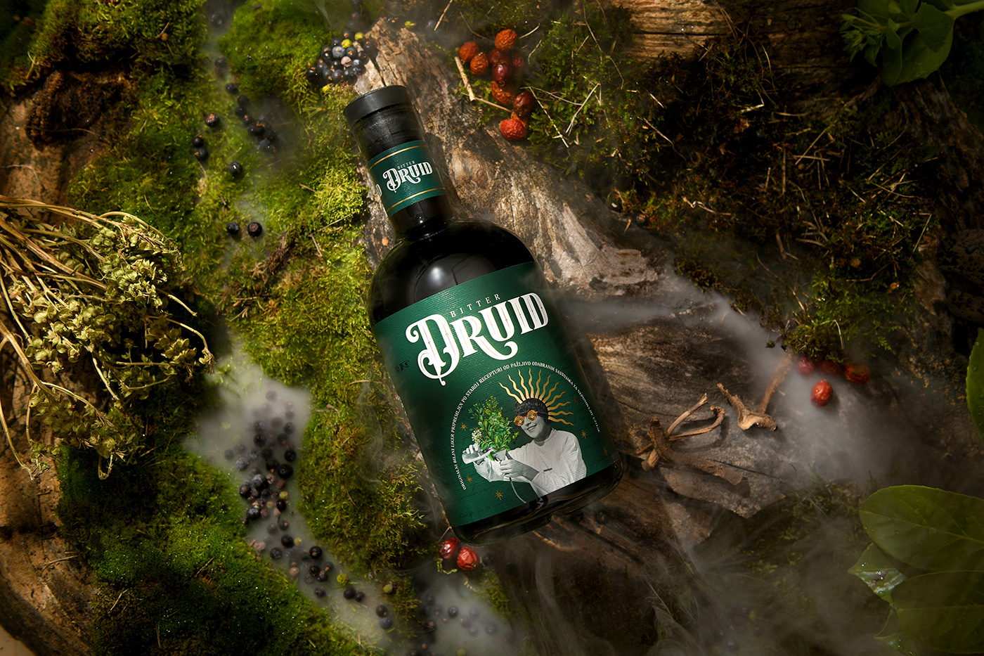 Studio Nenad Došen Create Packaging Design for Bitter Druid a Herbal Alcoholic Liqueur