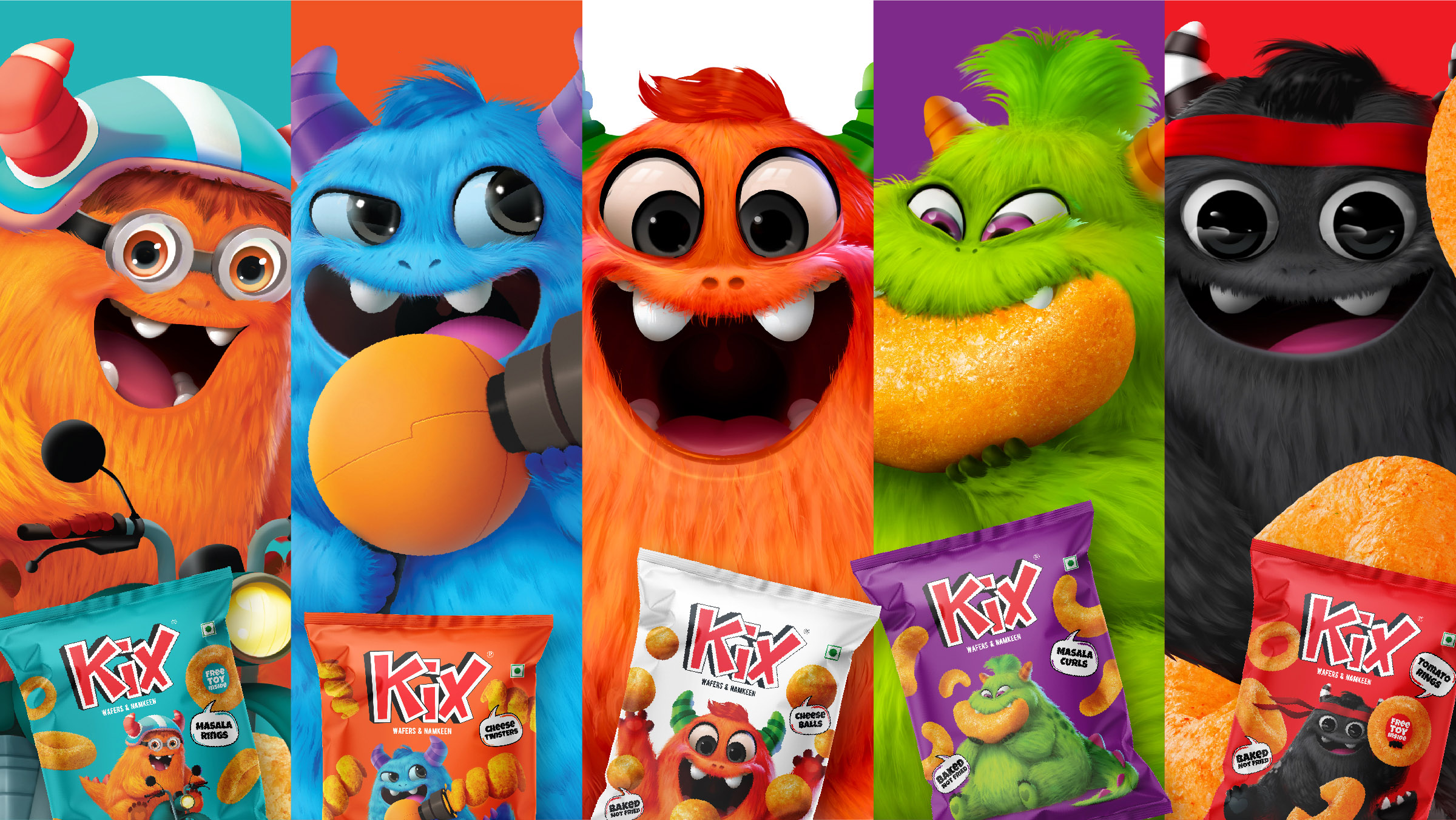 Kix Packaging and Kixters Character Design by De Icebreaker