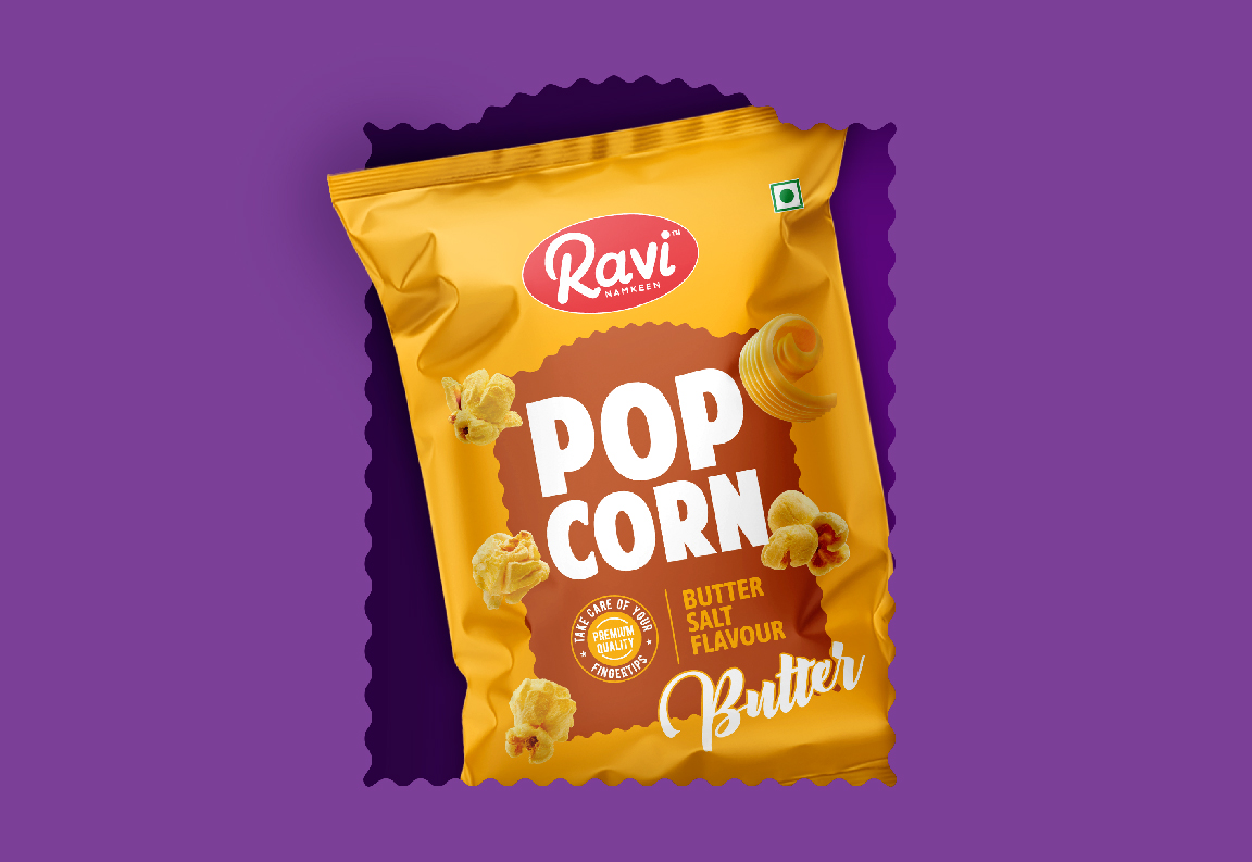 Ravi Namkeen Popcorn Packaging Design Created by De Icebreaker