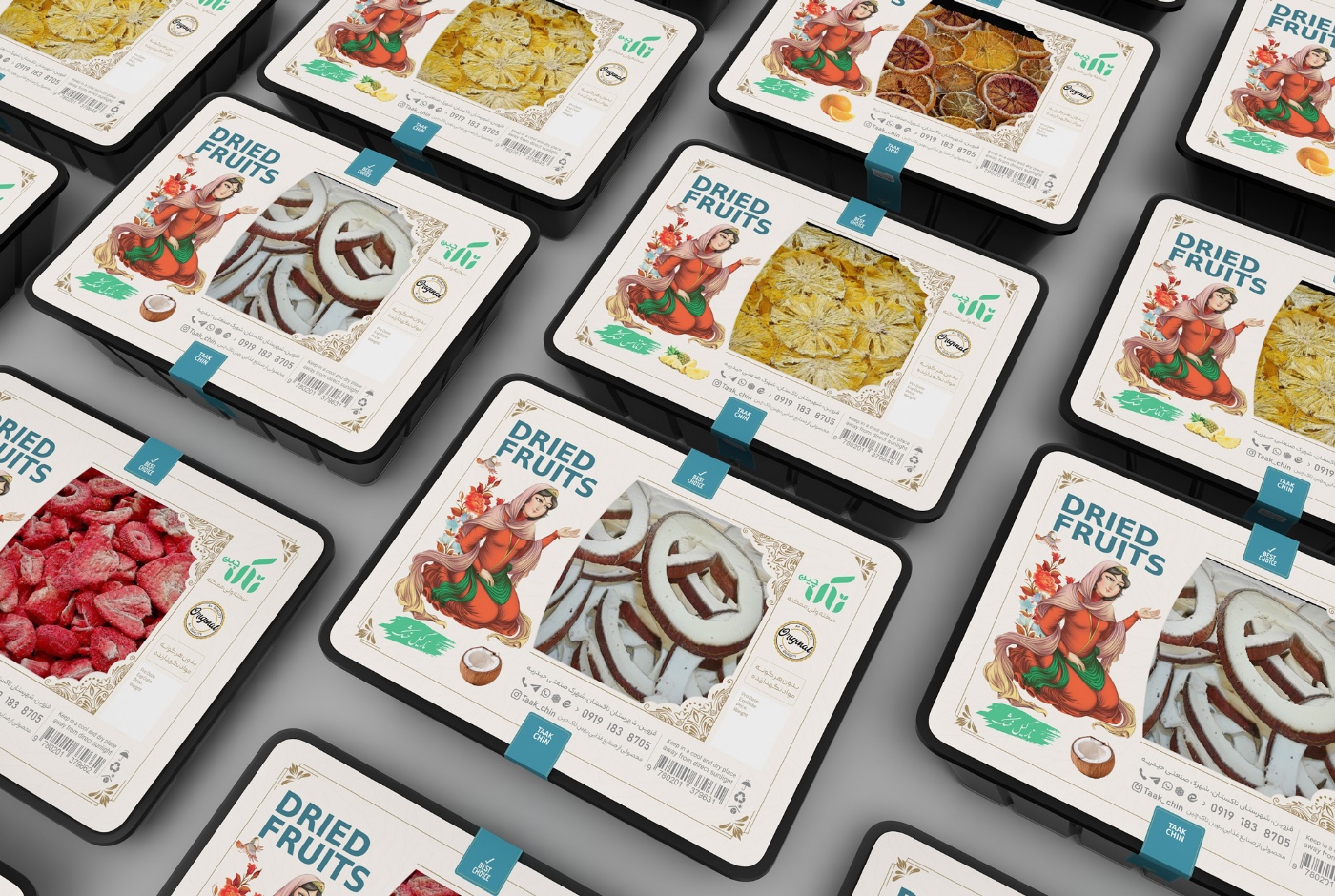Taakchin Dried Fruit Packaging Design Created by ZarifGraphic Studio