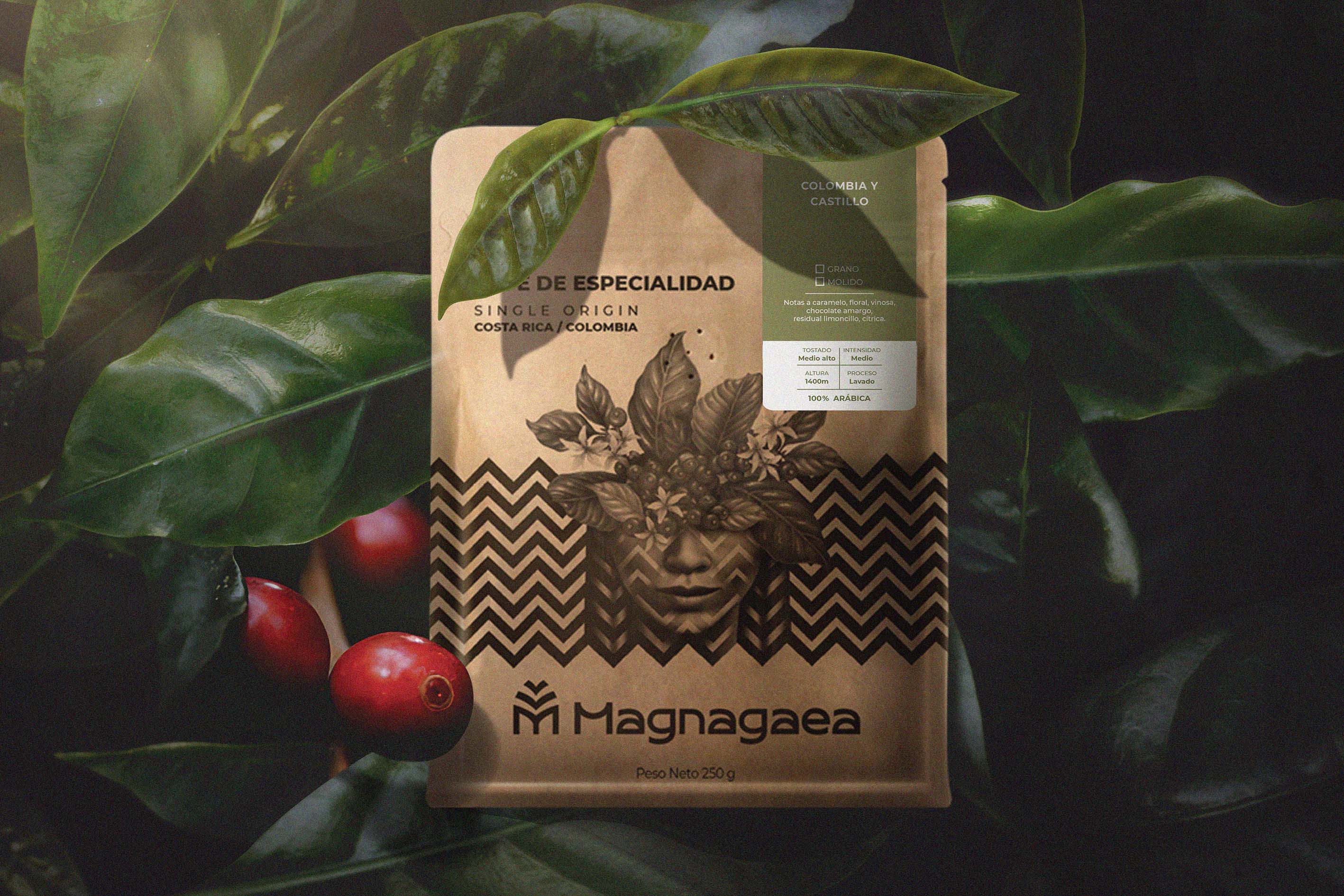 NEV Designer Crafts Magnagaea’s Organic Coffee Brand Identity and an Illustrative Packaging Design